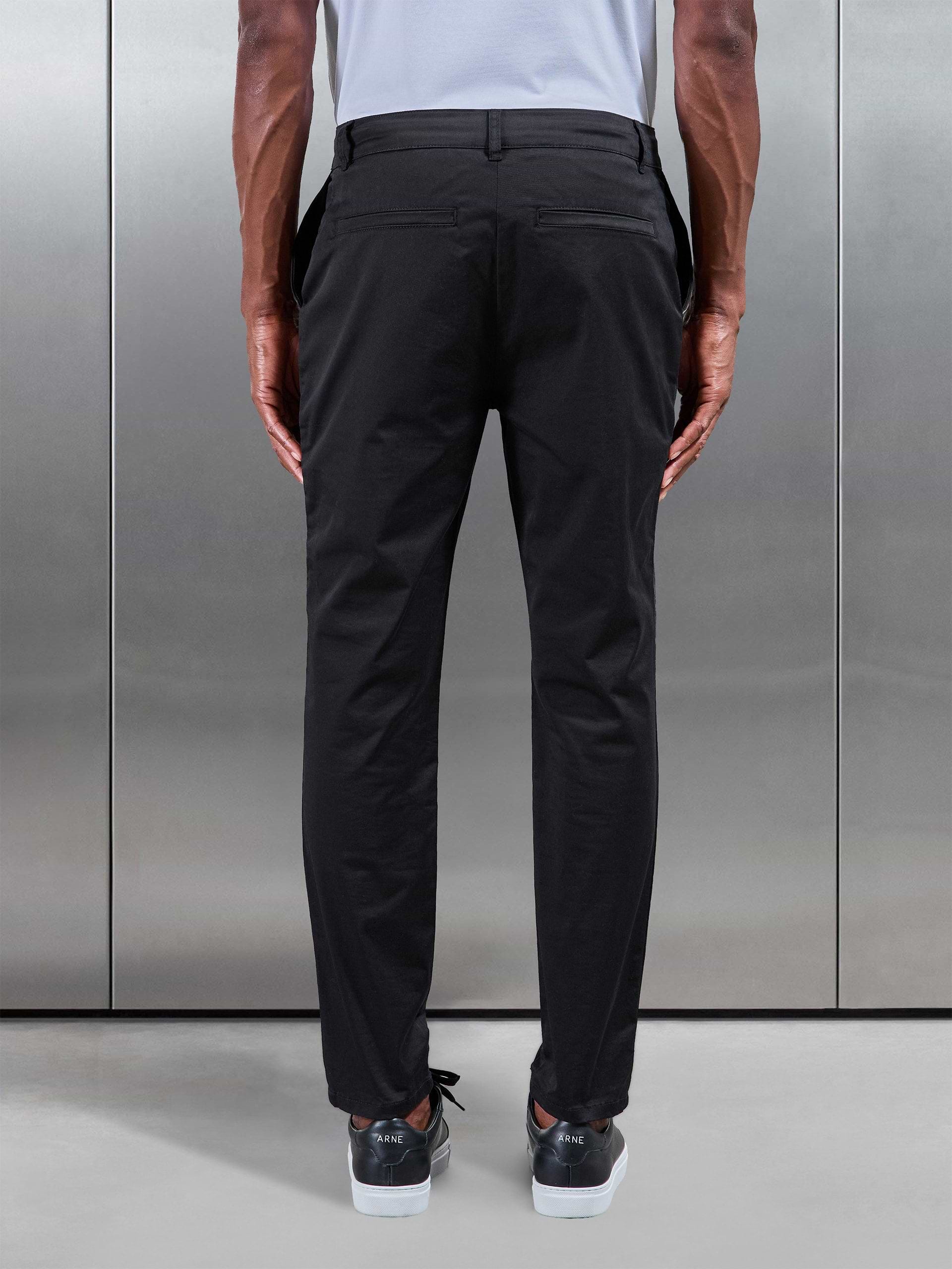 Slim Fit Tailored Chino Trouser in Black