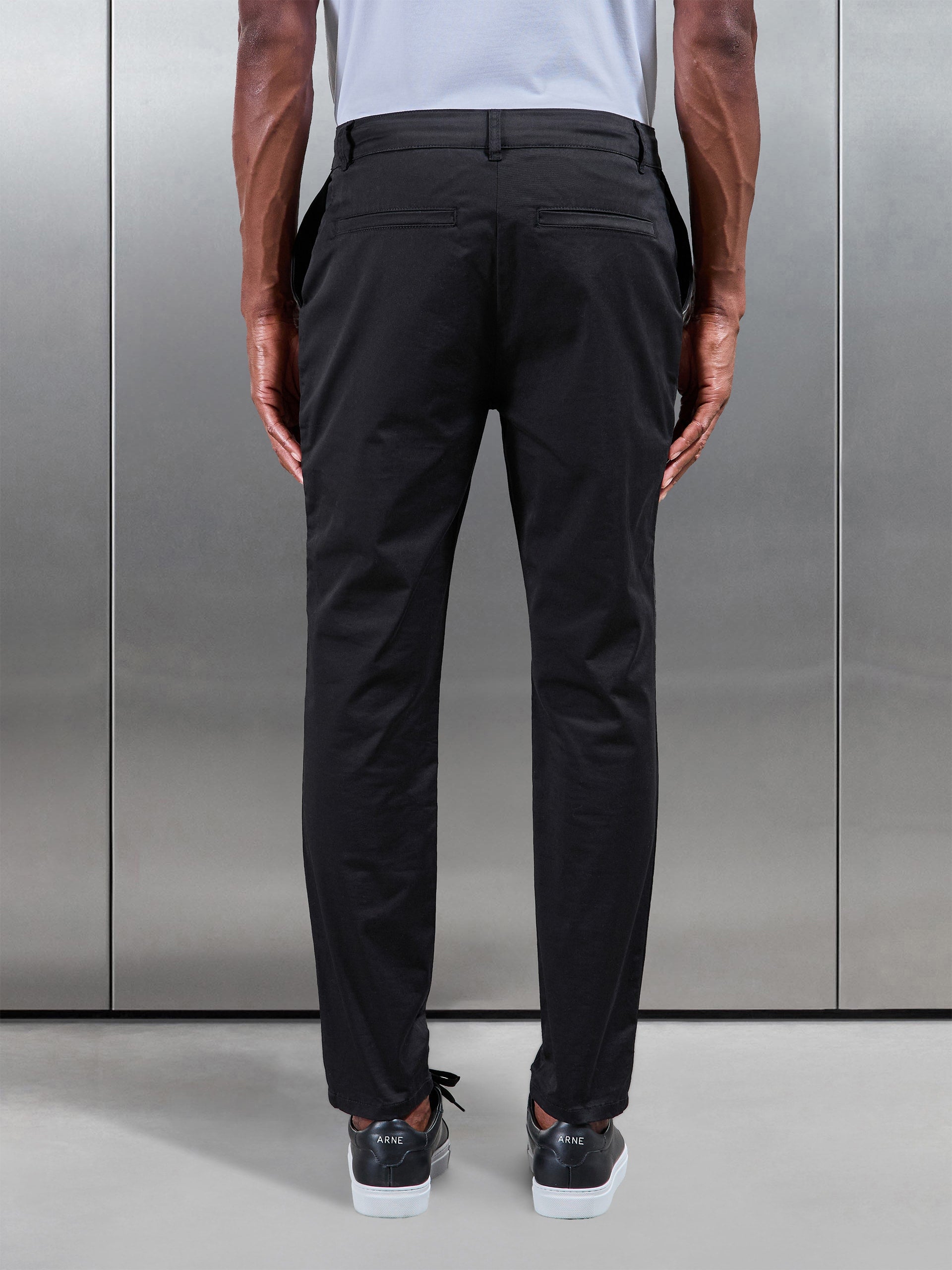 Slim Fit Tailored Chino Trouser in Black