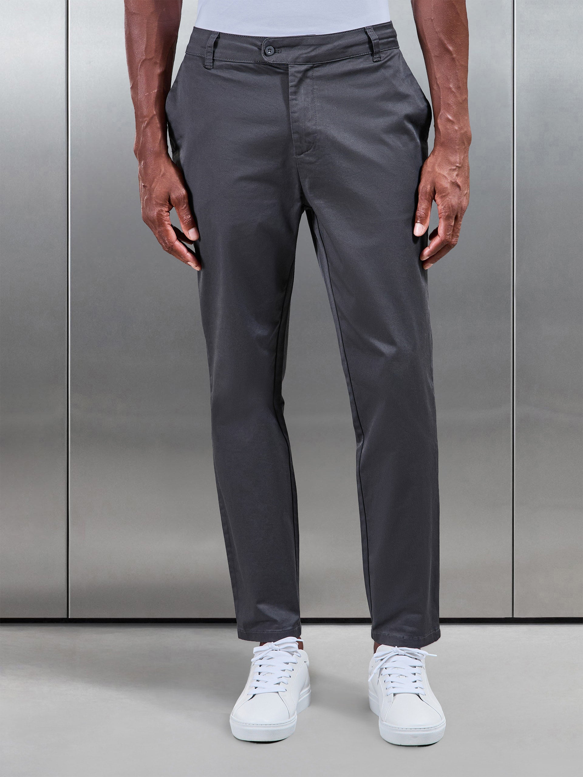 Slim Fit Tailored Chino Trouser in Grey