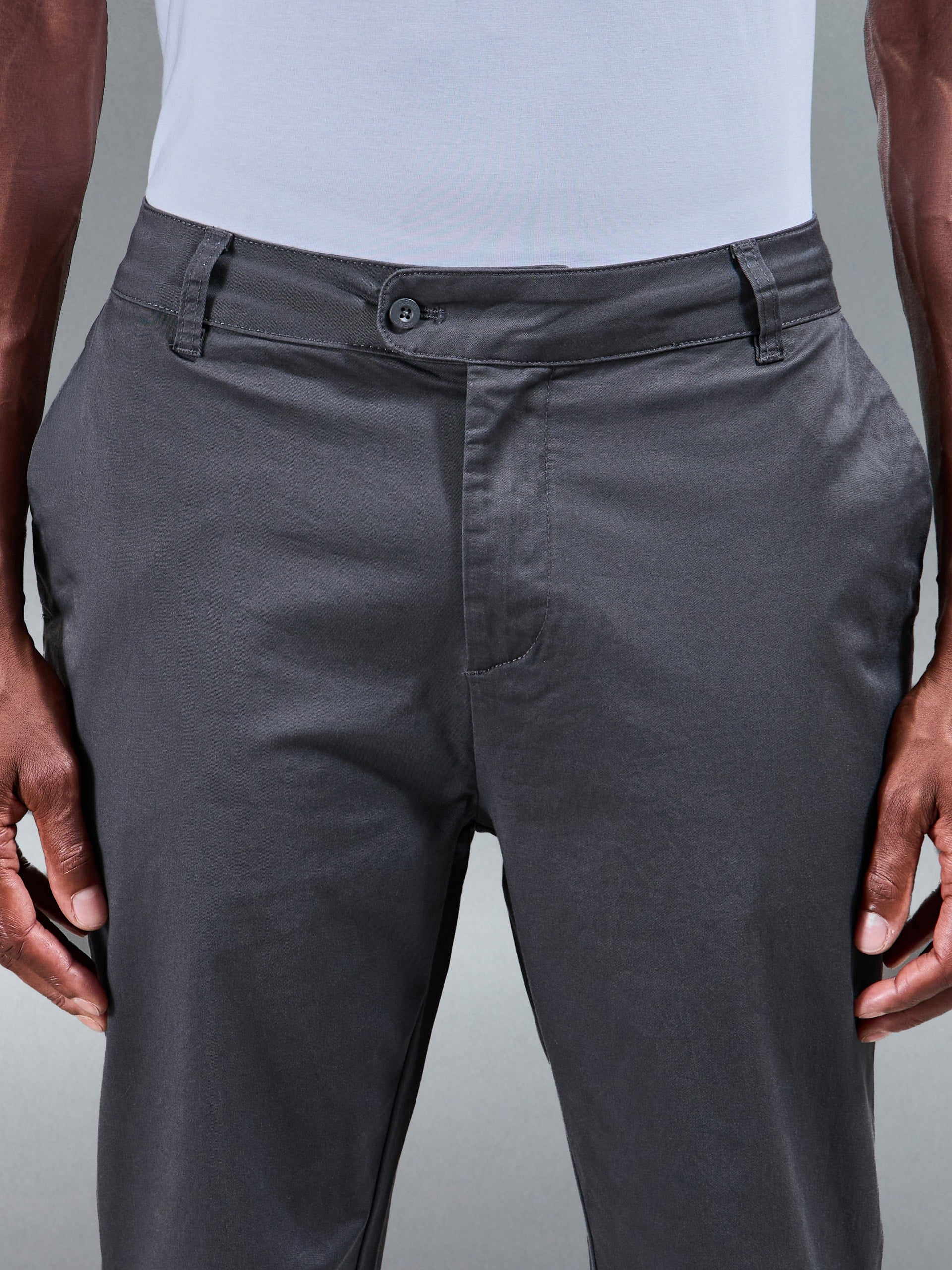 Slim Fit Tailored Chino Trouser in Grey