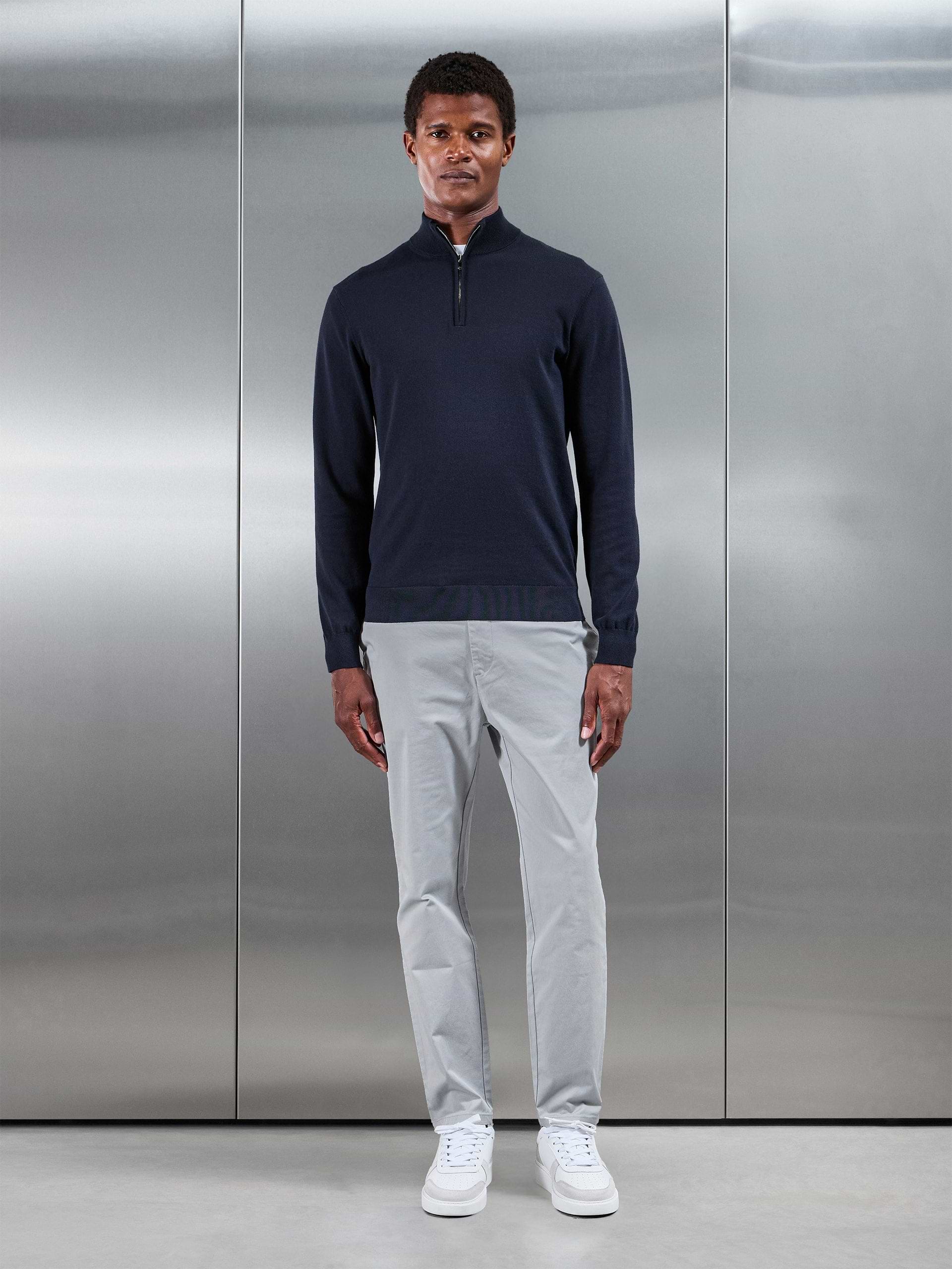 Slim Fit Tailored Chino Trouser in Mid Grey