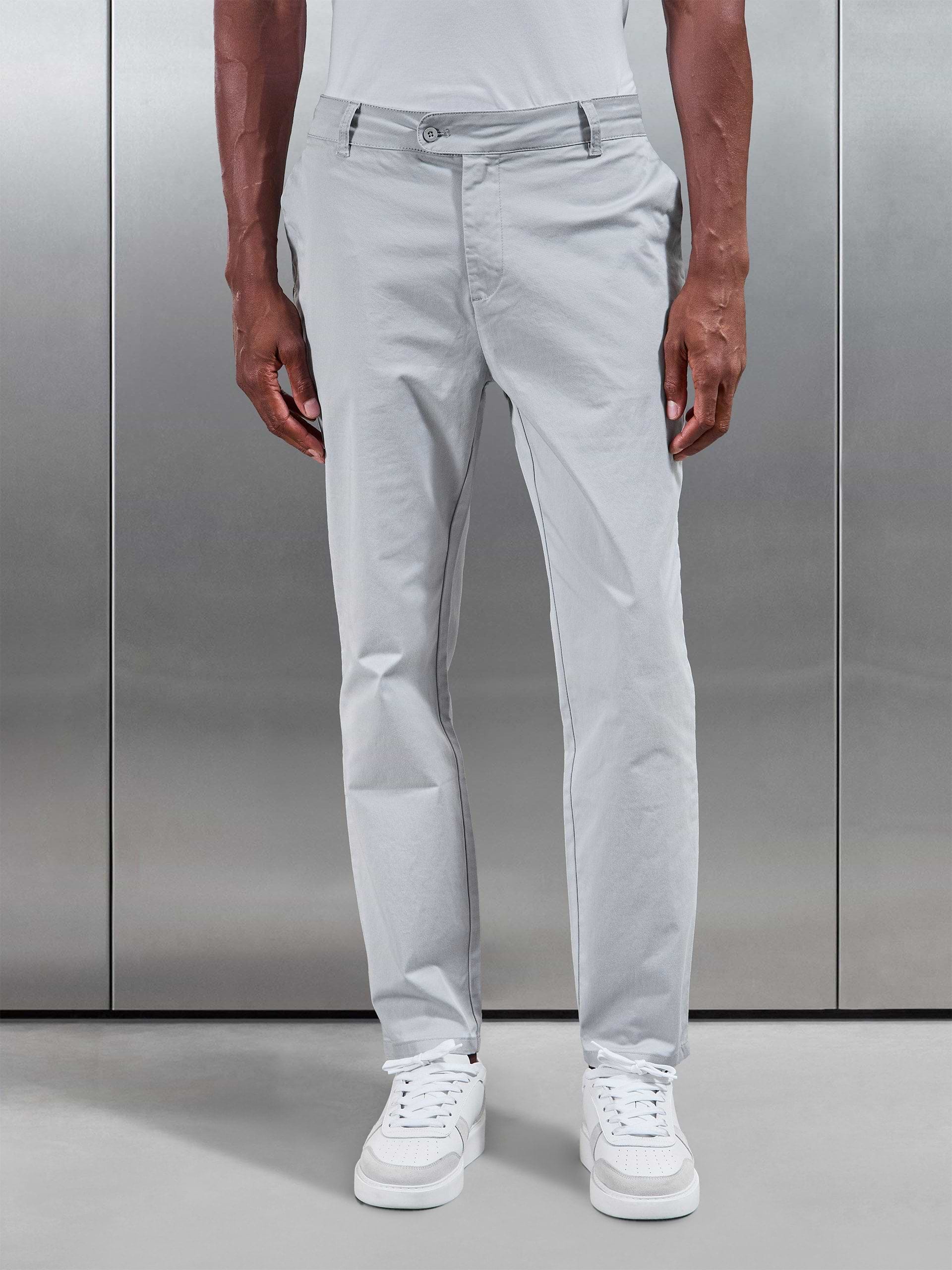 Slim Fit Tailored Chino Trouser in Mid Grey