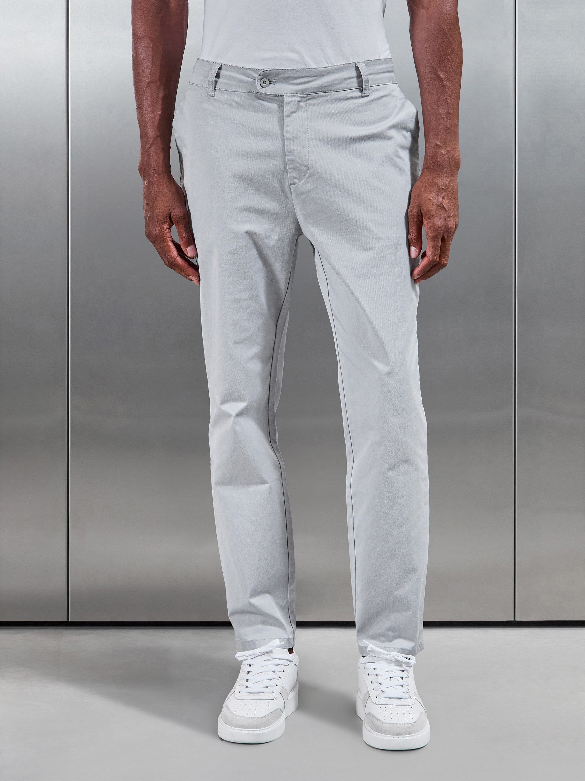 Slim Fit Tailored Chino Trouser in Mid Grey