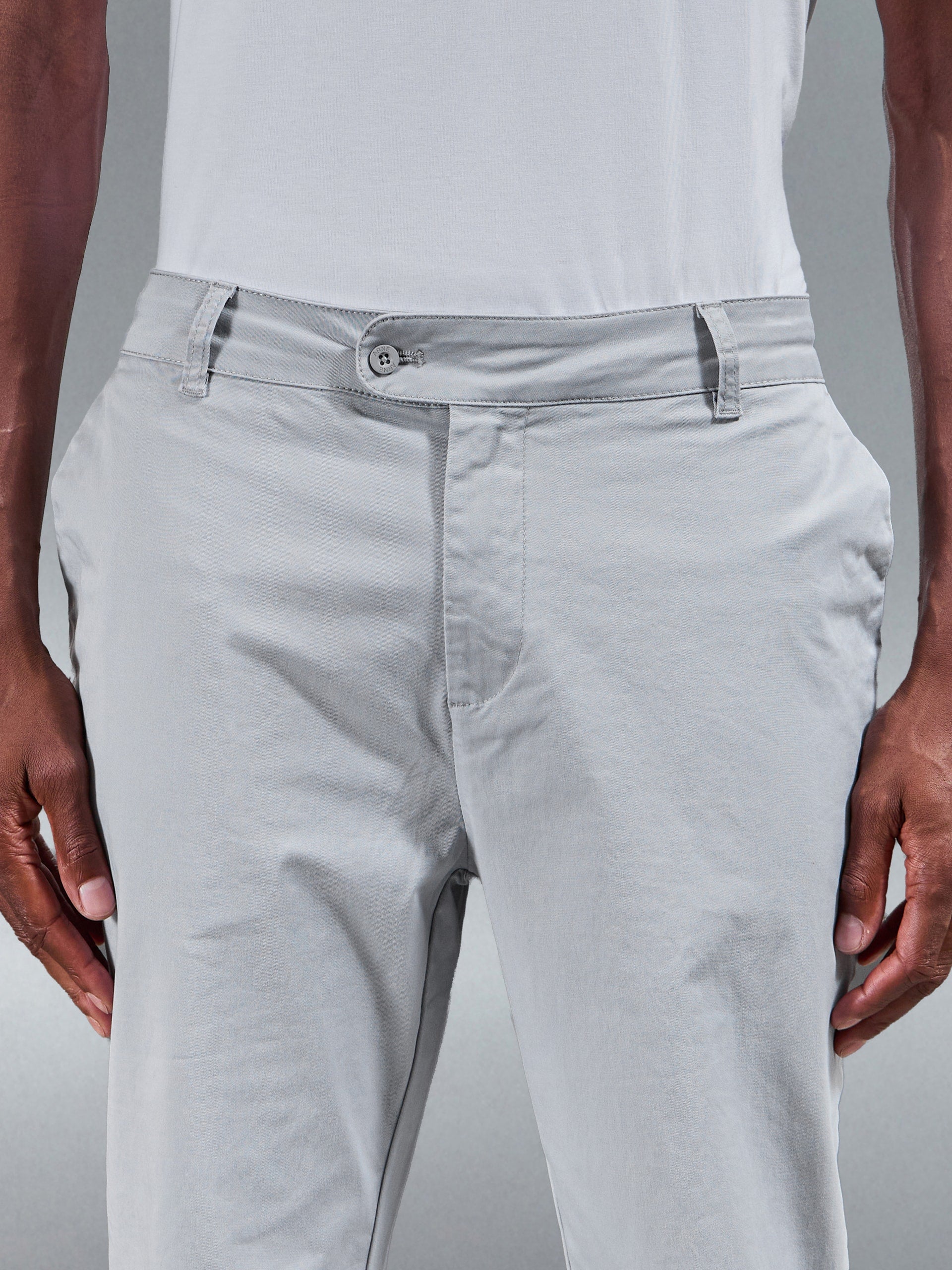Slim Fit Tailored Chino Trouser in Mid Grey