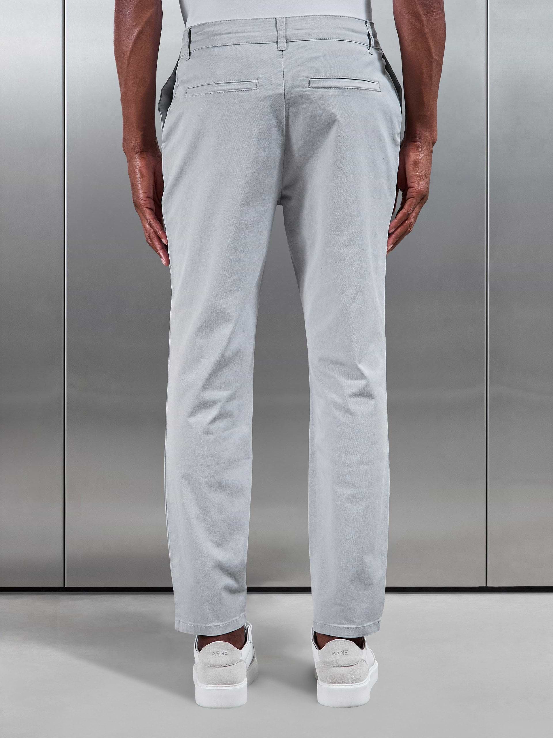 Slim Fit Tailored Chino Trouser in Mid Grey