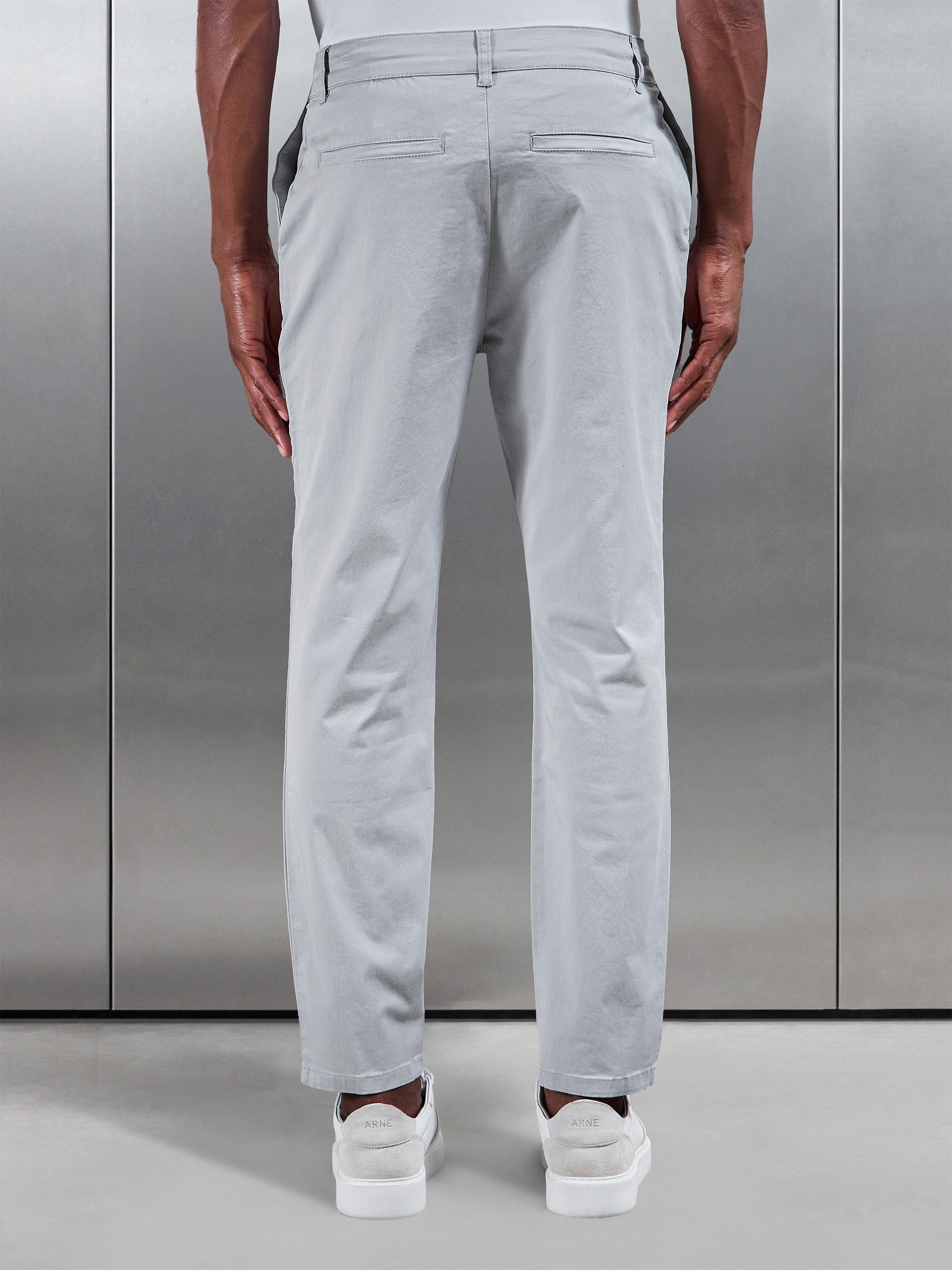Slim Fit Tailored Chino Trouser in Mid Grey
