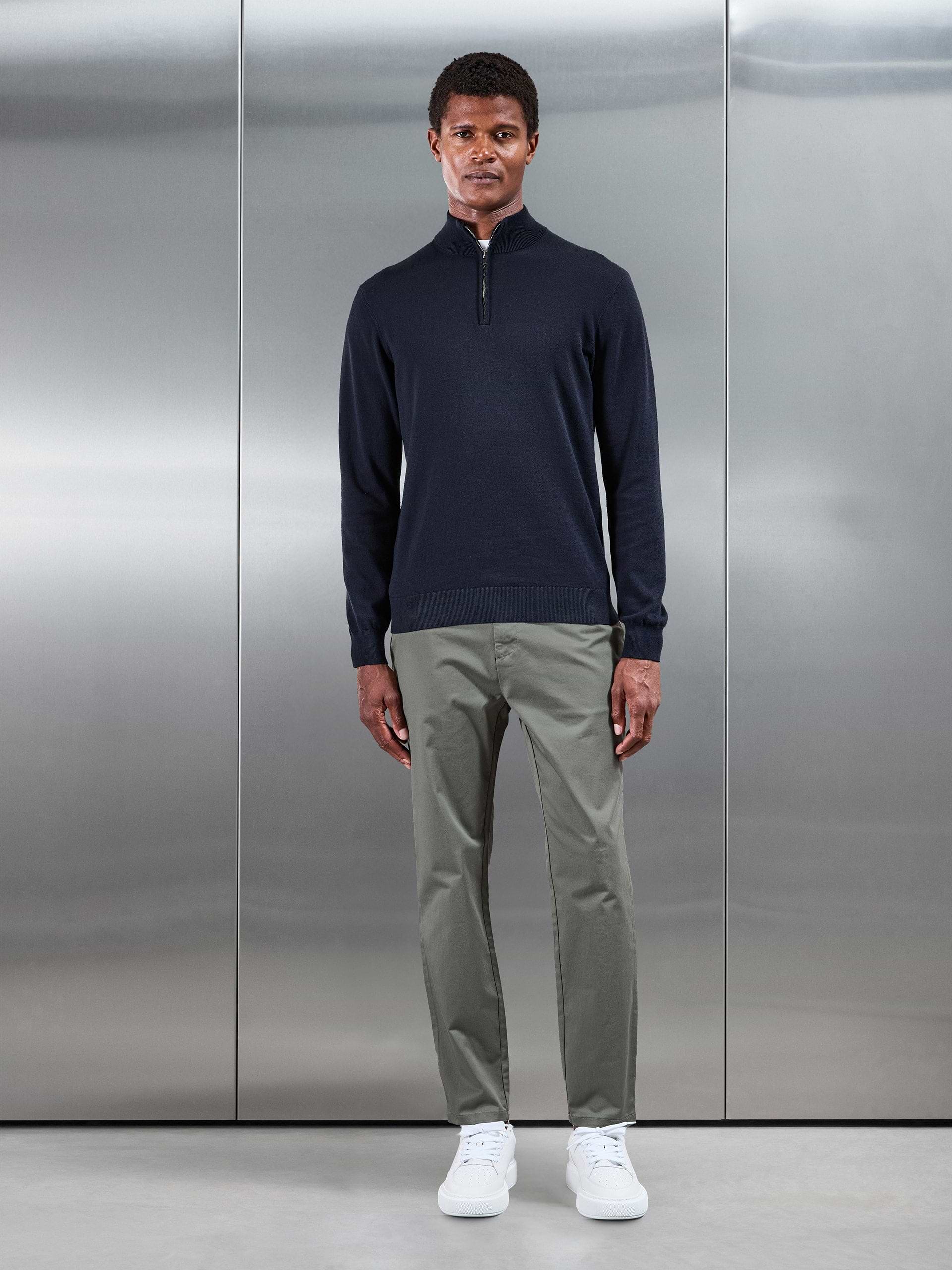 Slim Fit Tailored Chino Trouser in Olive