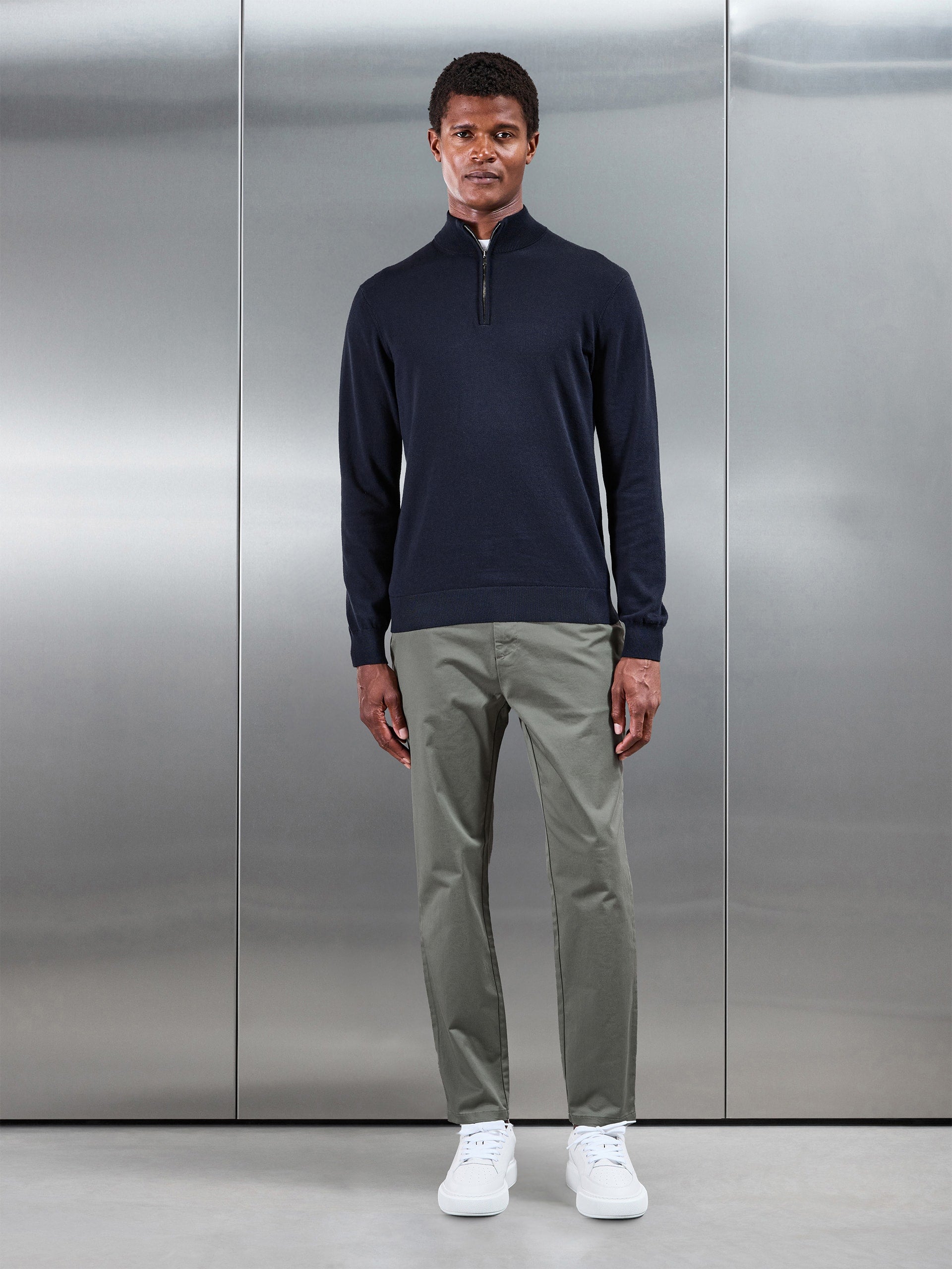 Slim Fit Tailored Chino Trouser in Olive