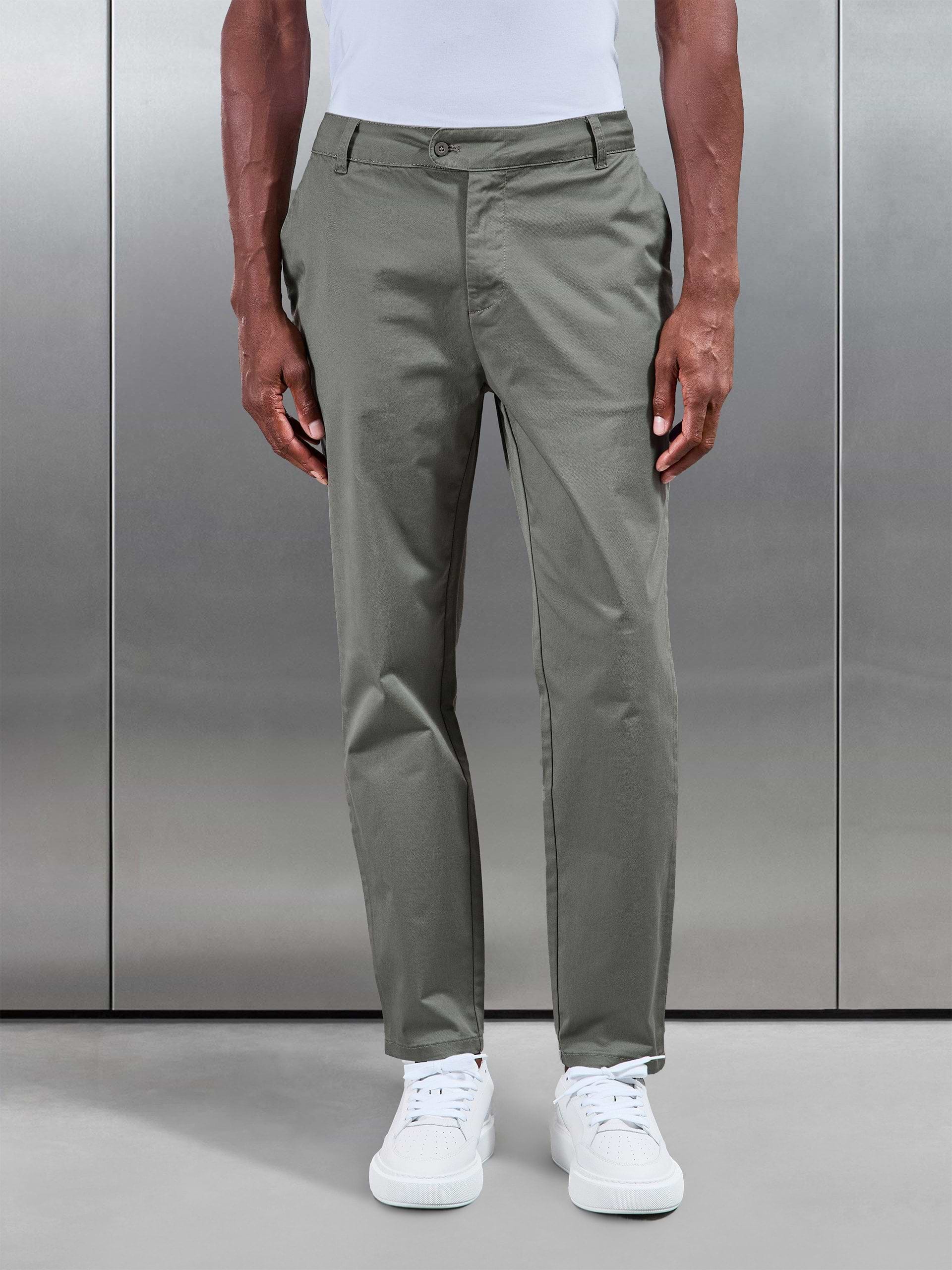 Slim Fit Tailored Chino Trouser in Olive