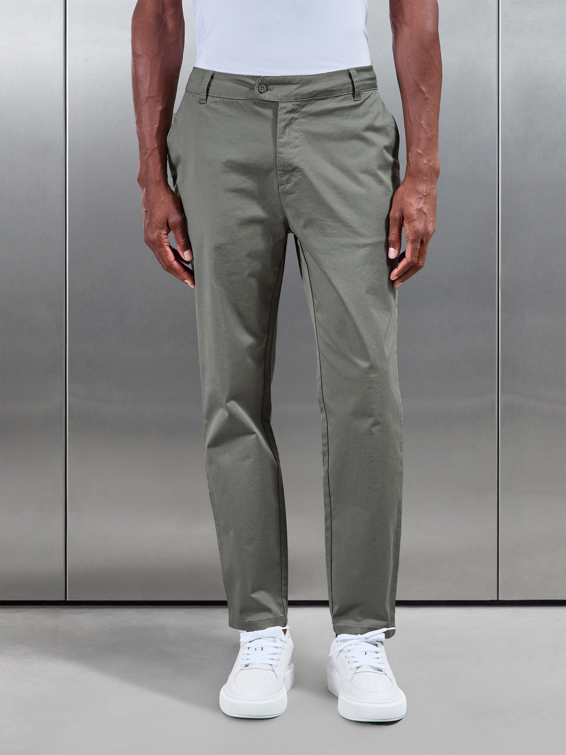 Slim Fit Tailored Chino Trouser in Olive