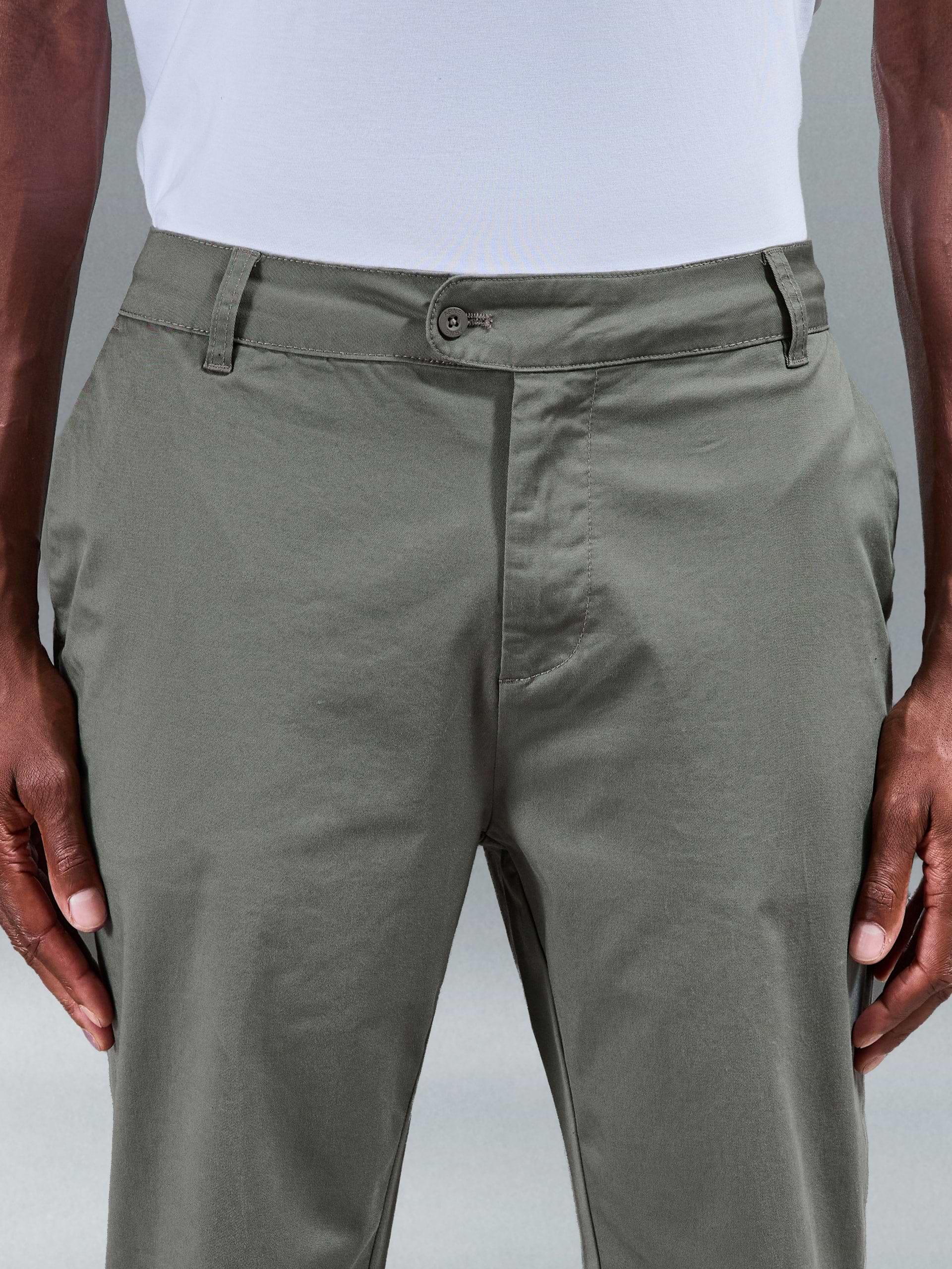 Slim Fit Tailored Chino Trouser in Olive