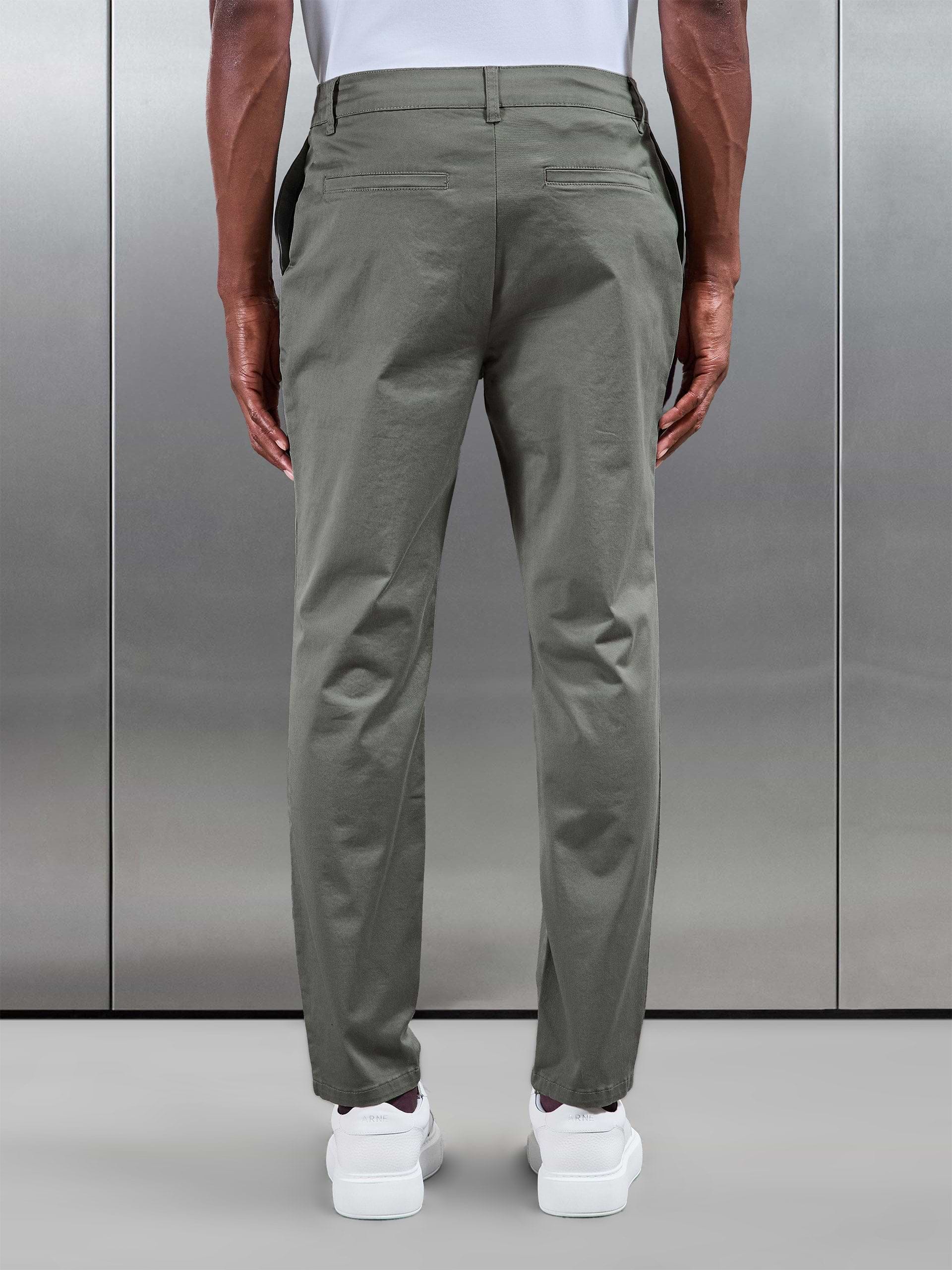 Slim Fit Tailored Chino Trouser in Olive