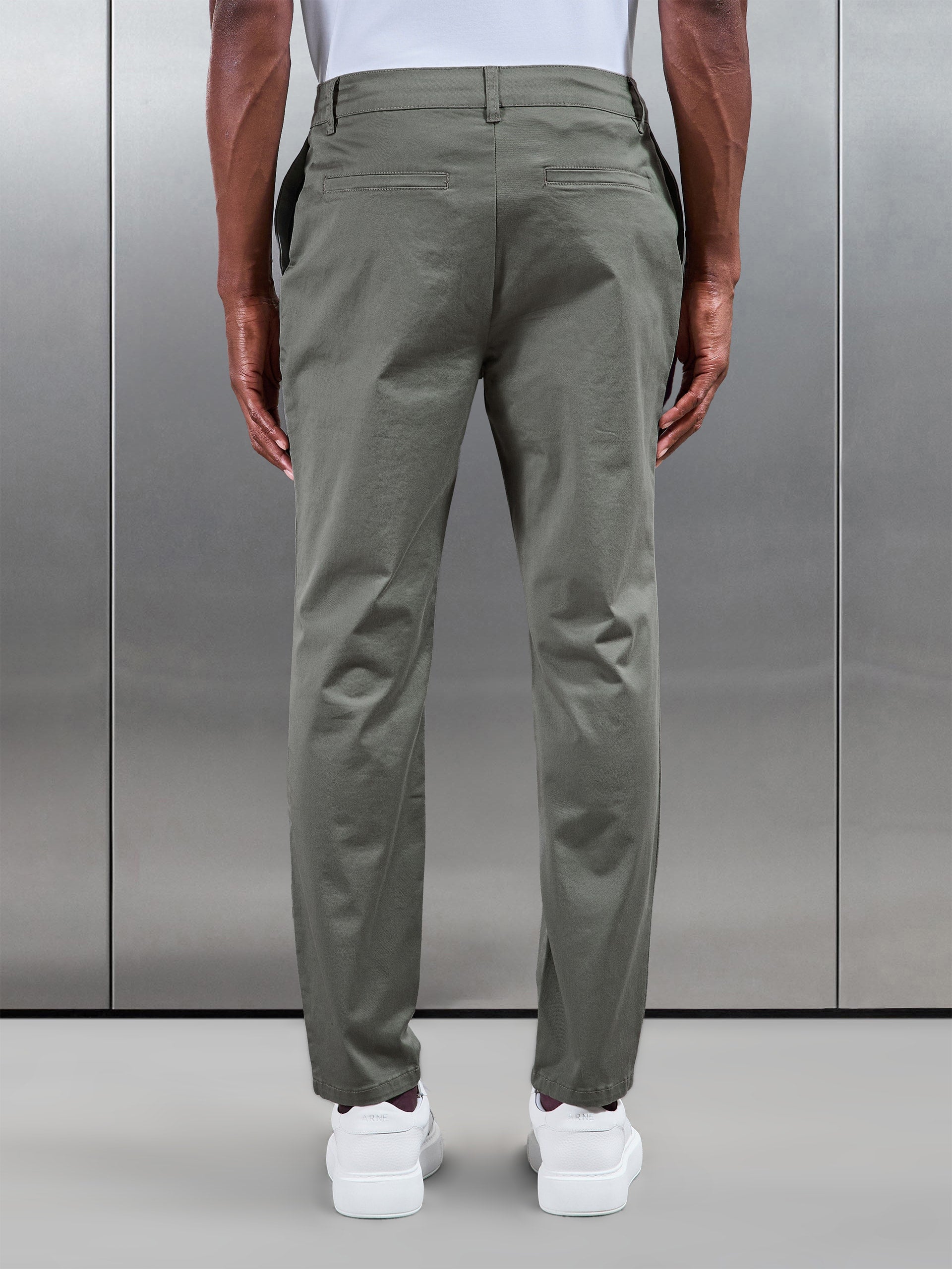Slim Fit Tailored Chino Trouser in Olive