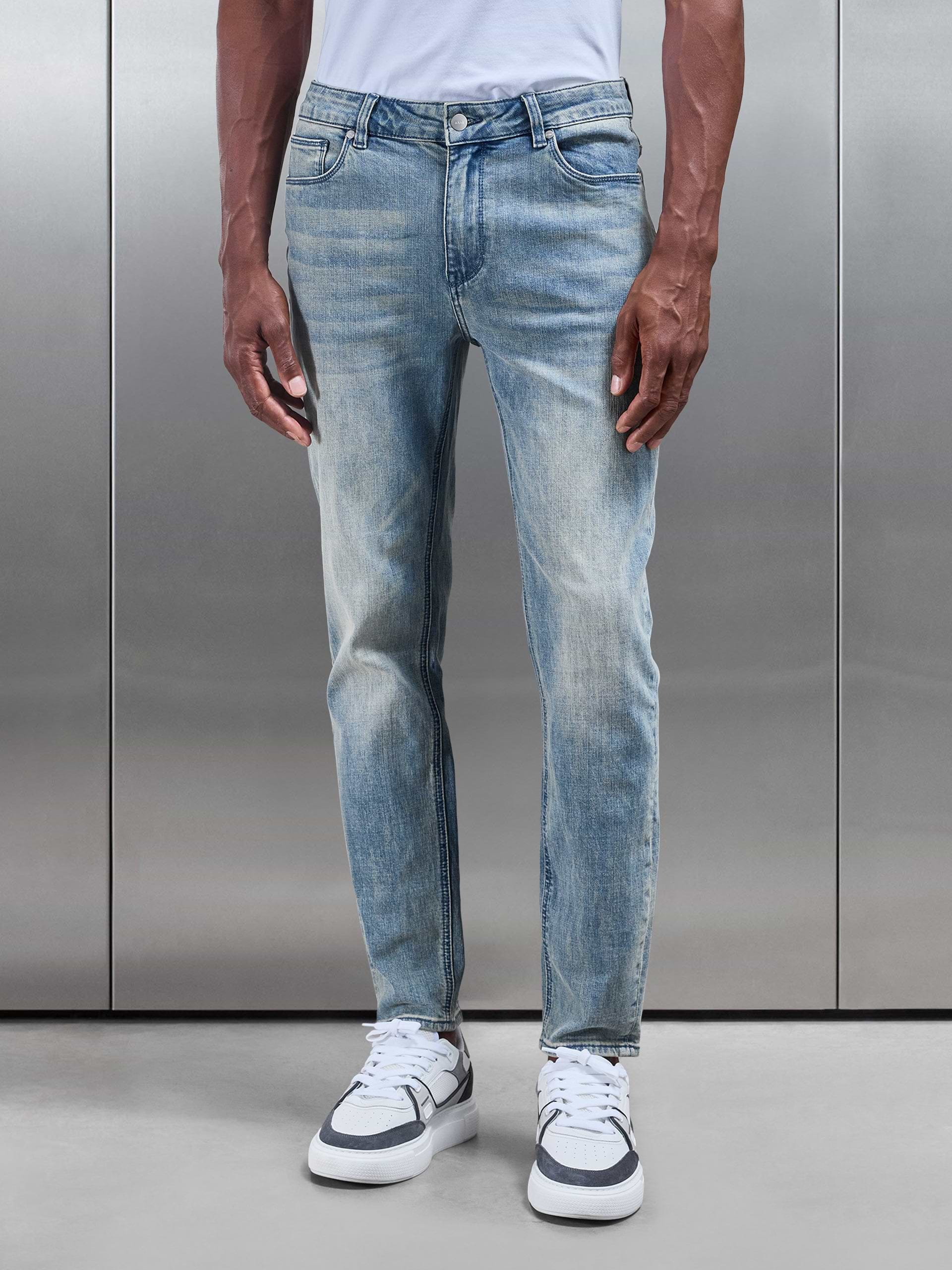 Slim Fit Denim Jeans in Dark Sand