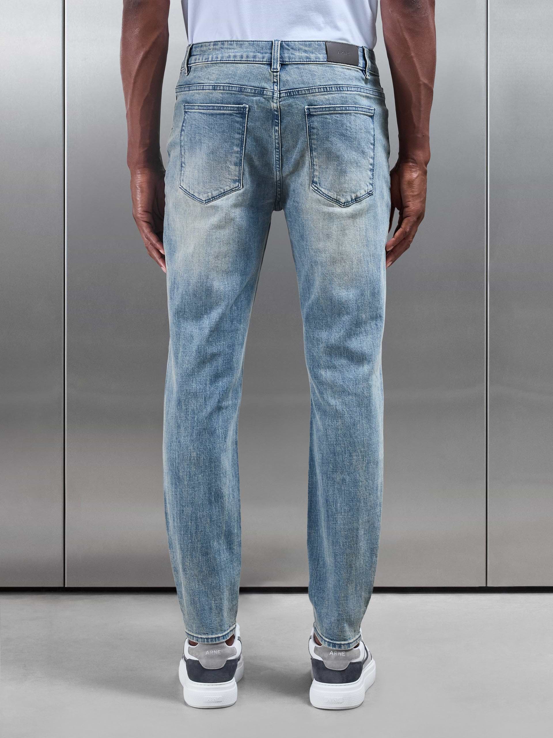 Slim Fit Denim Jeans in Dark Sand