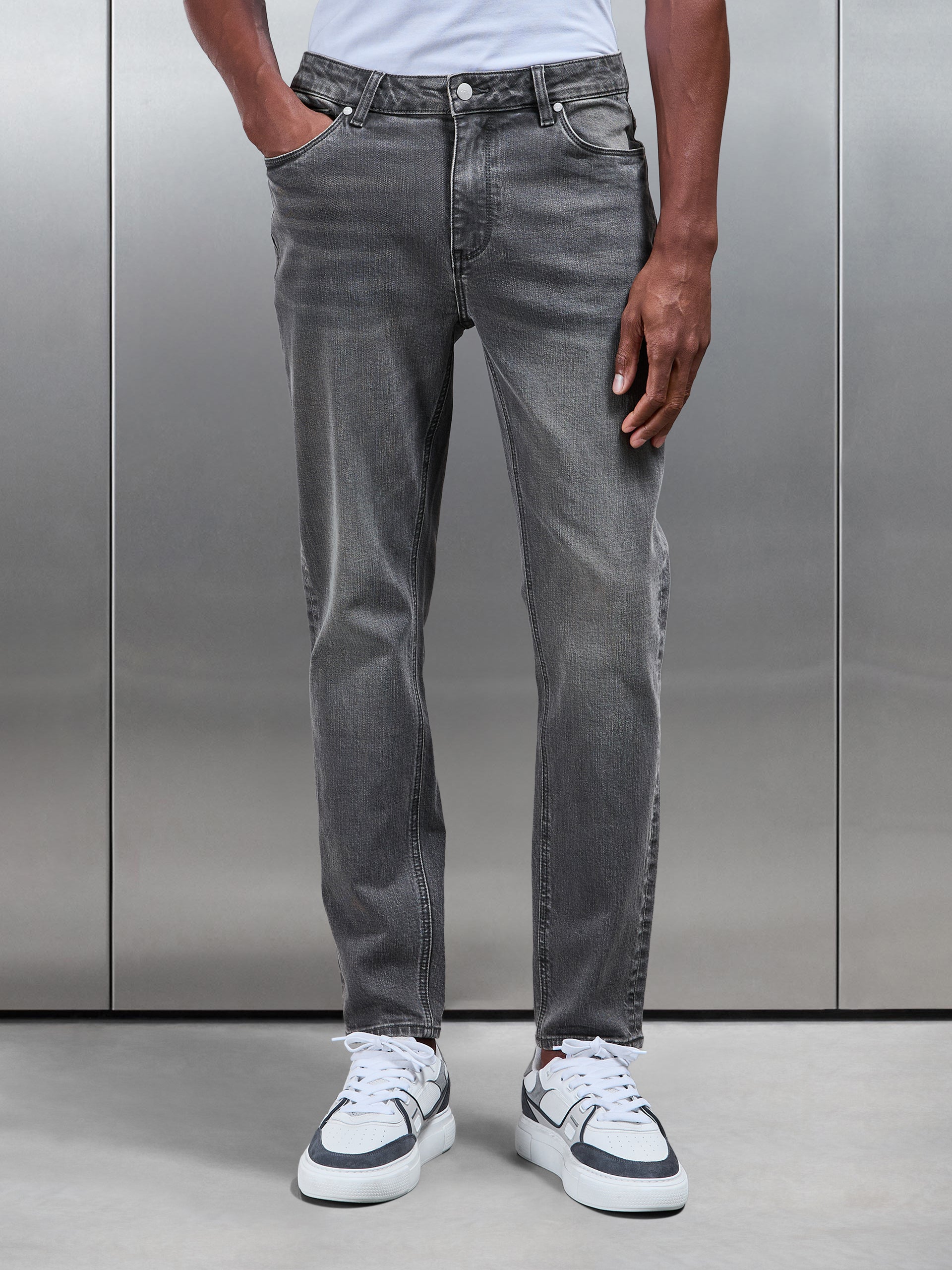 Slim Fit Denim Jeans in Slate Grey