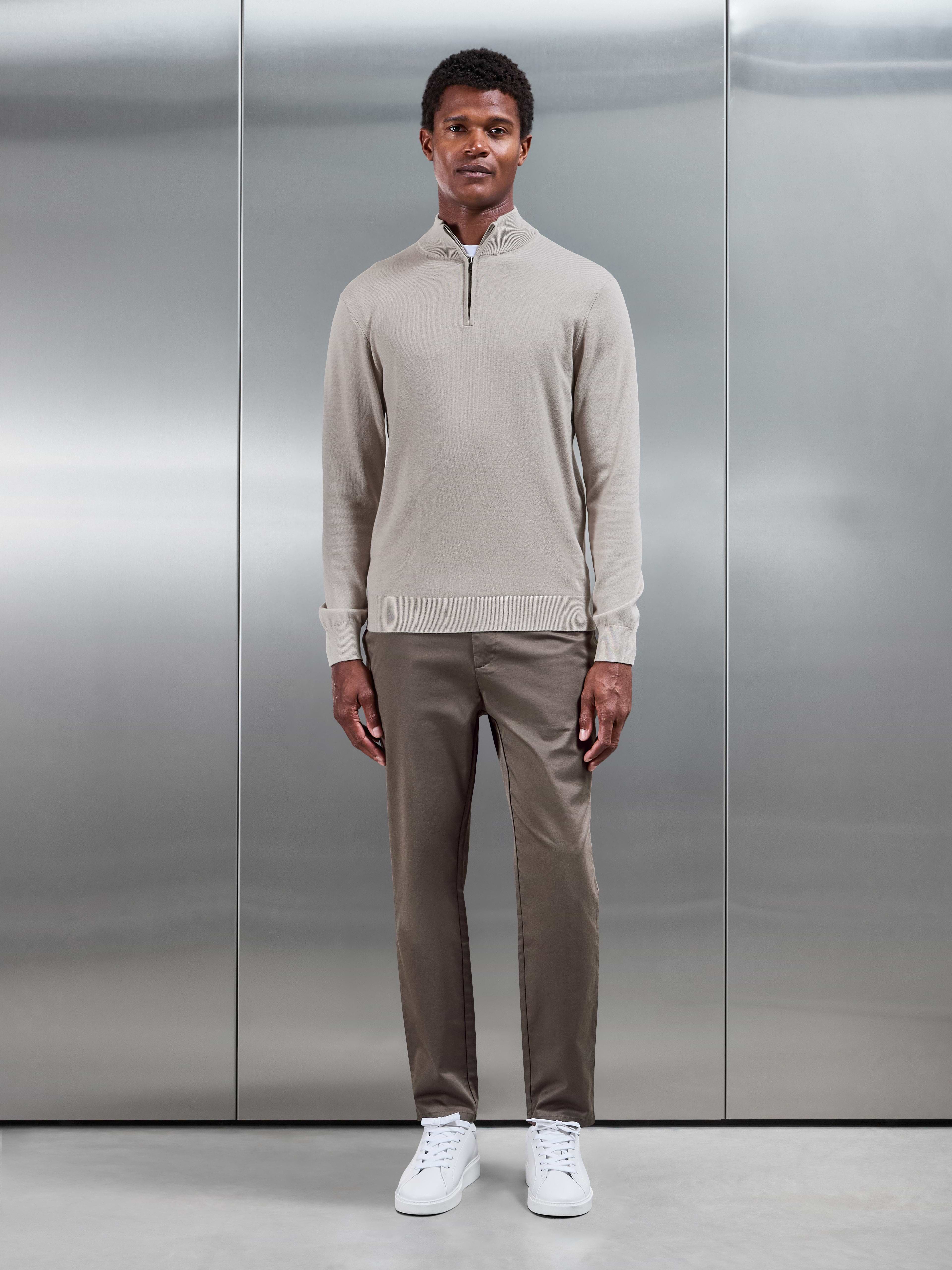 Slim Fit Tailored Chino Trouser in Medium Brown