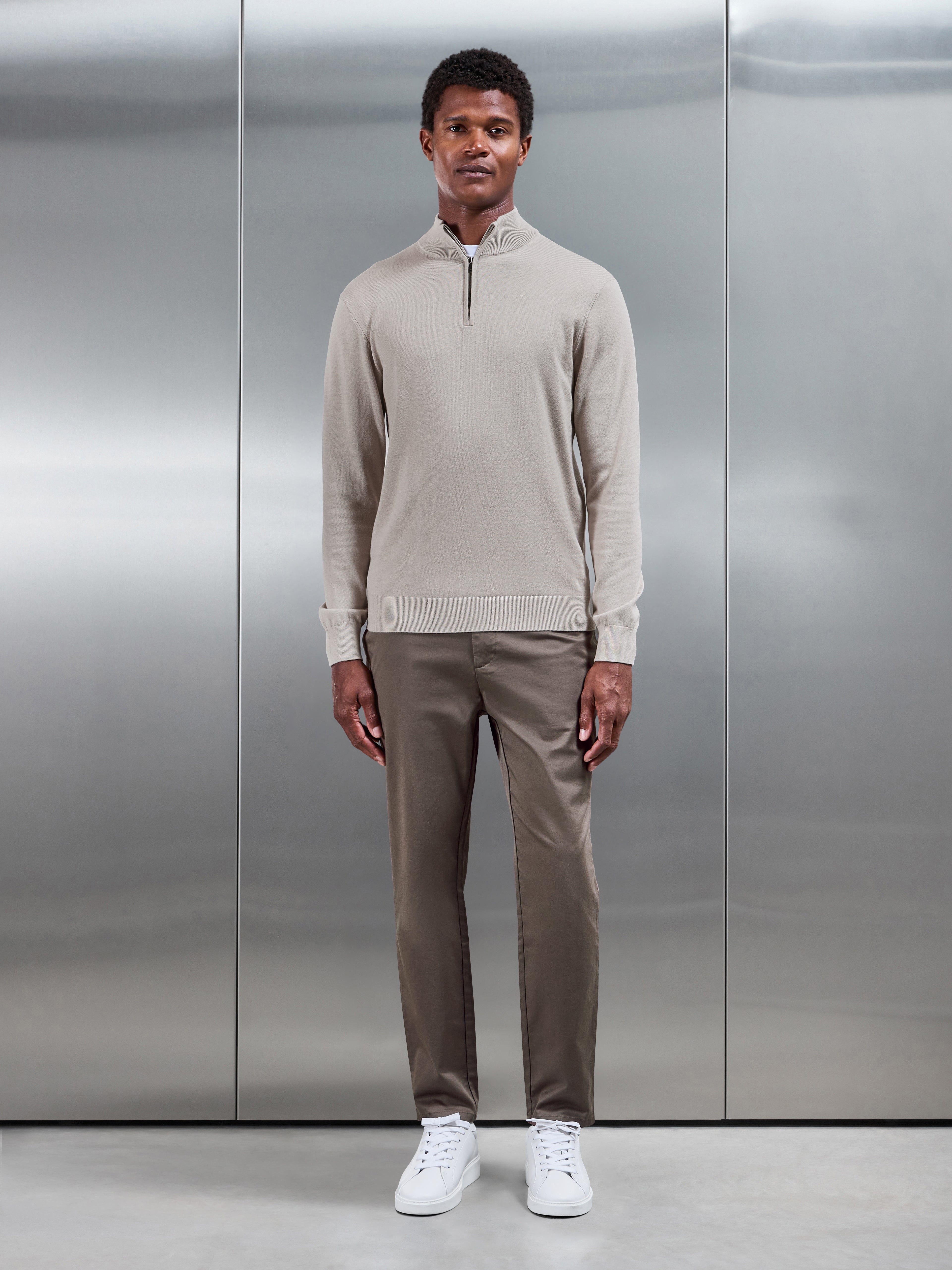 Slim Fit Tailored Chino Trouser in Medium Brown