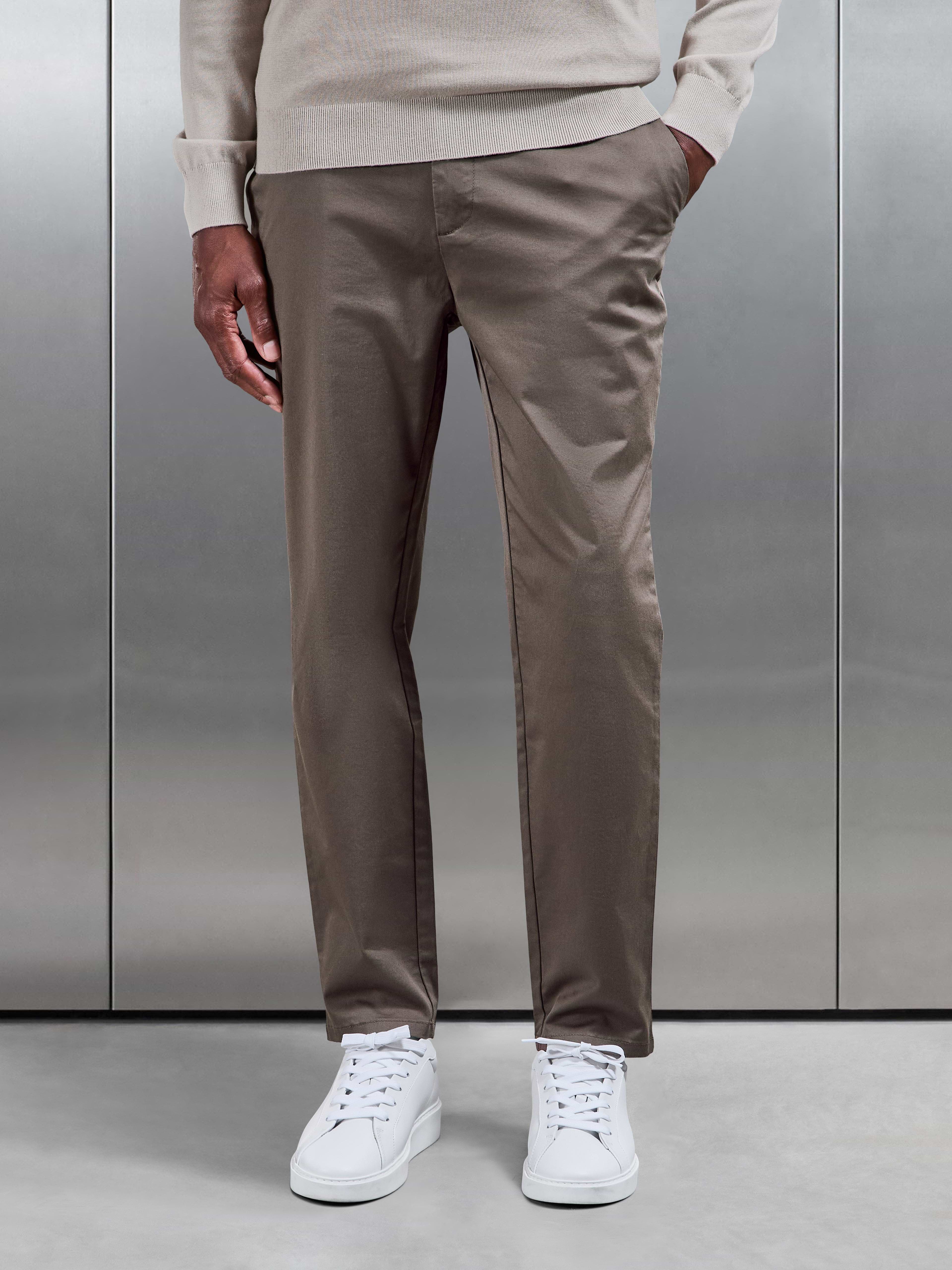 Slim Fit Tailored Chino Trouser in Medium Brown