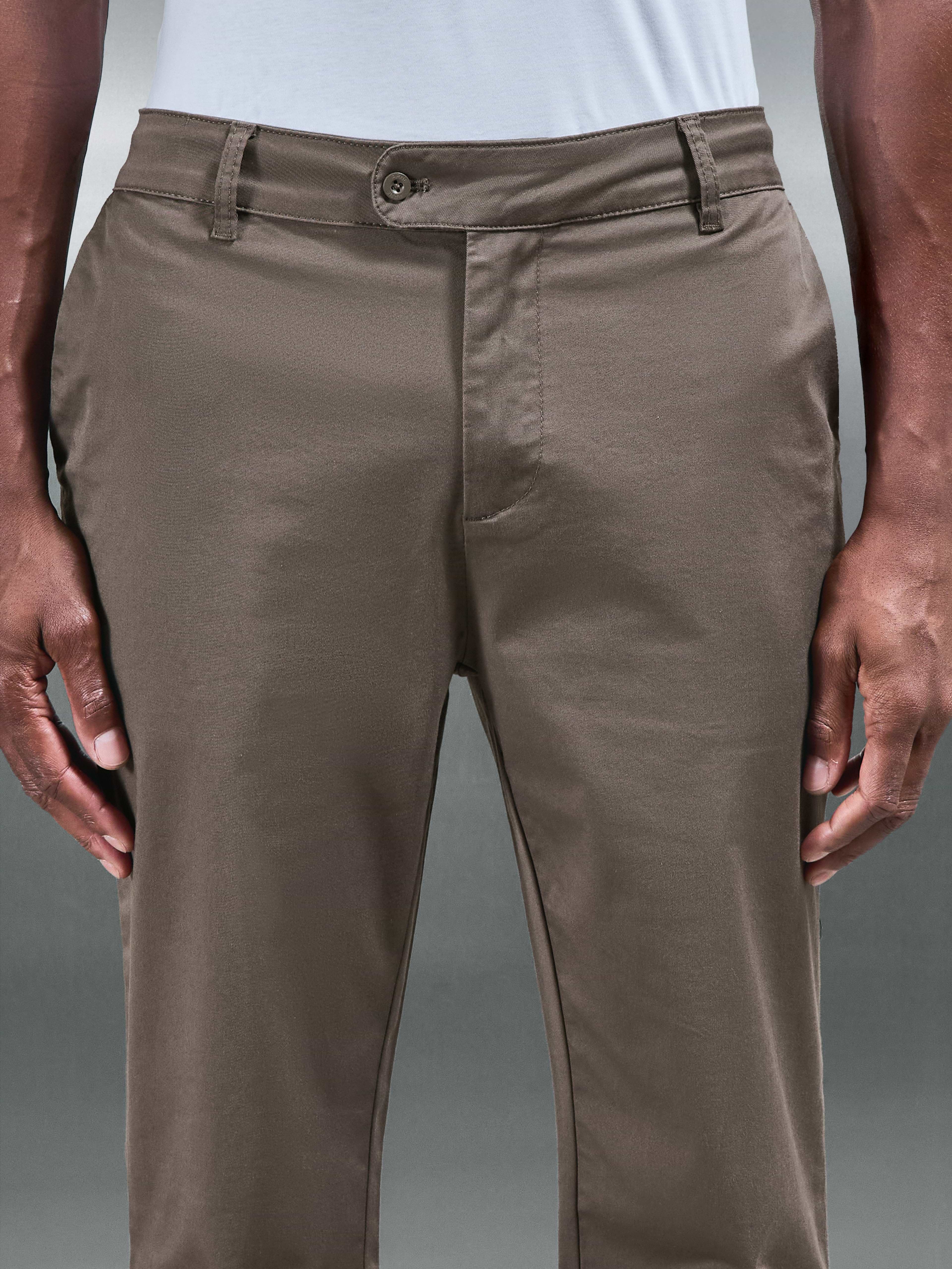 Slim Fit Tailored Chino Trouser in Medium Brown