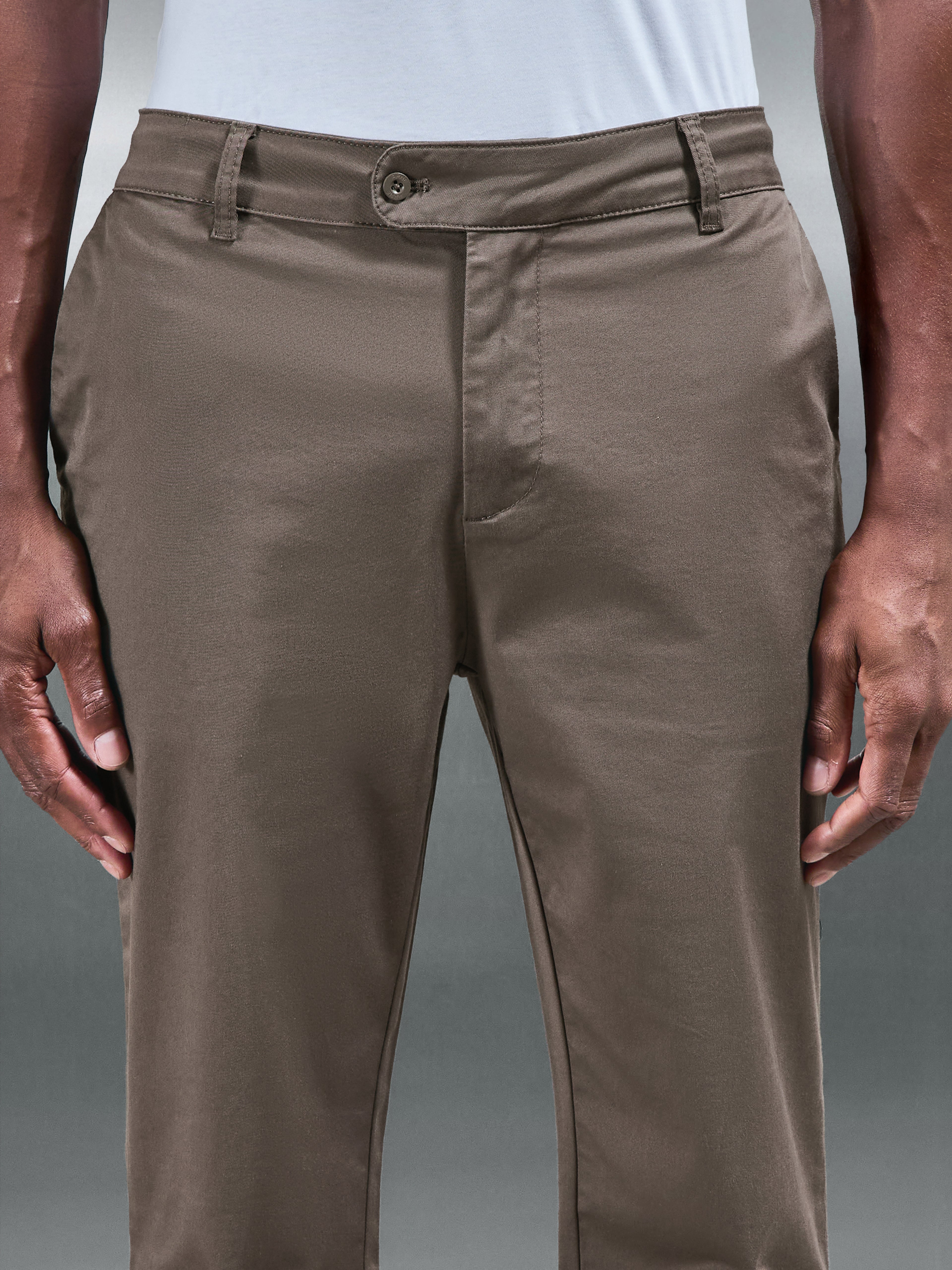 Slim Fit Tailored Chino Trouser in Medium Brown