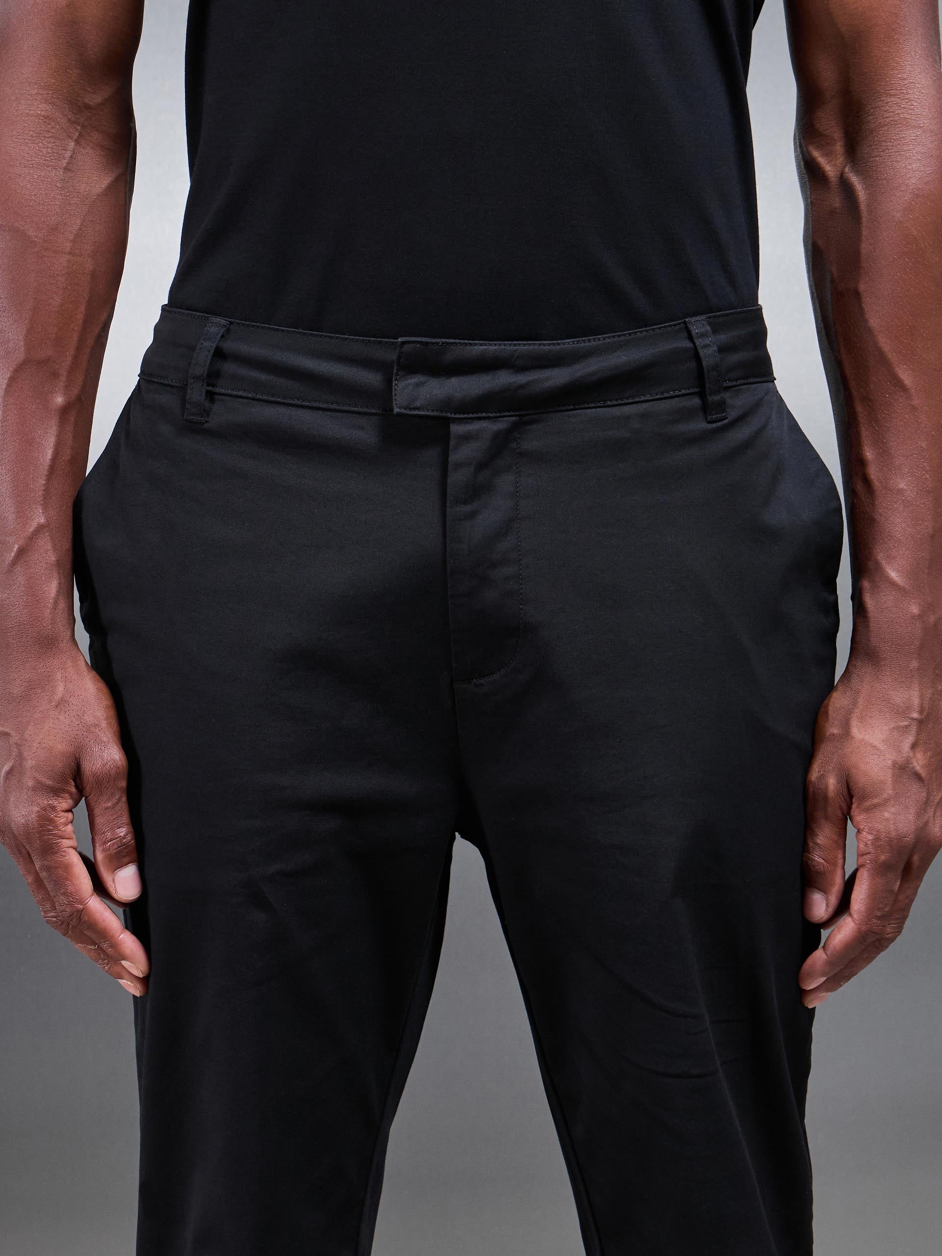 Slim Fit Tailored Chino Trouser in Black