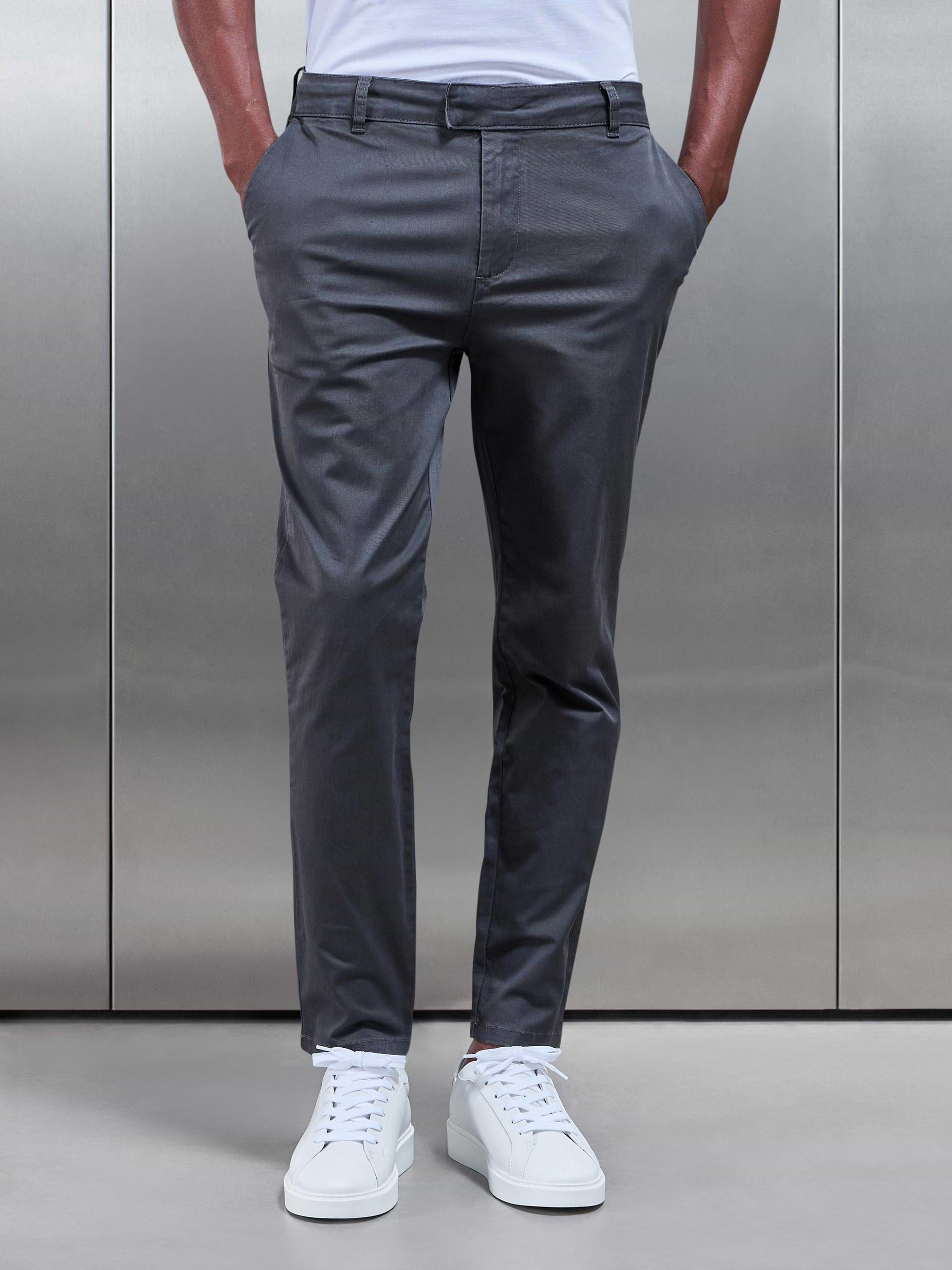 Slim Fit Tailored Chino Trouser in Grey