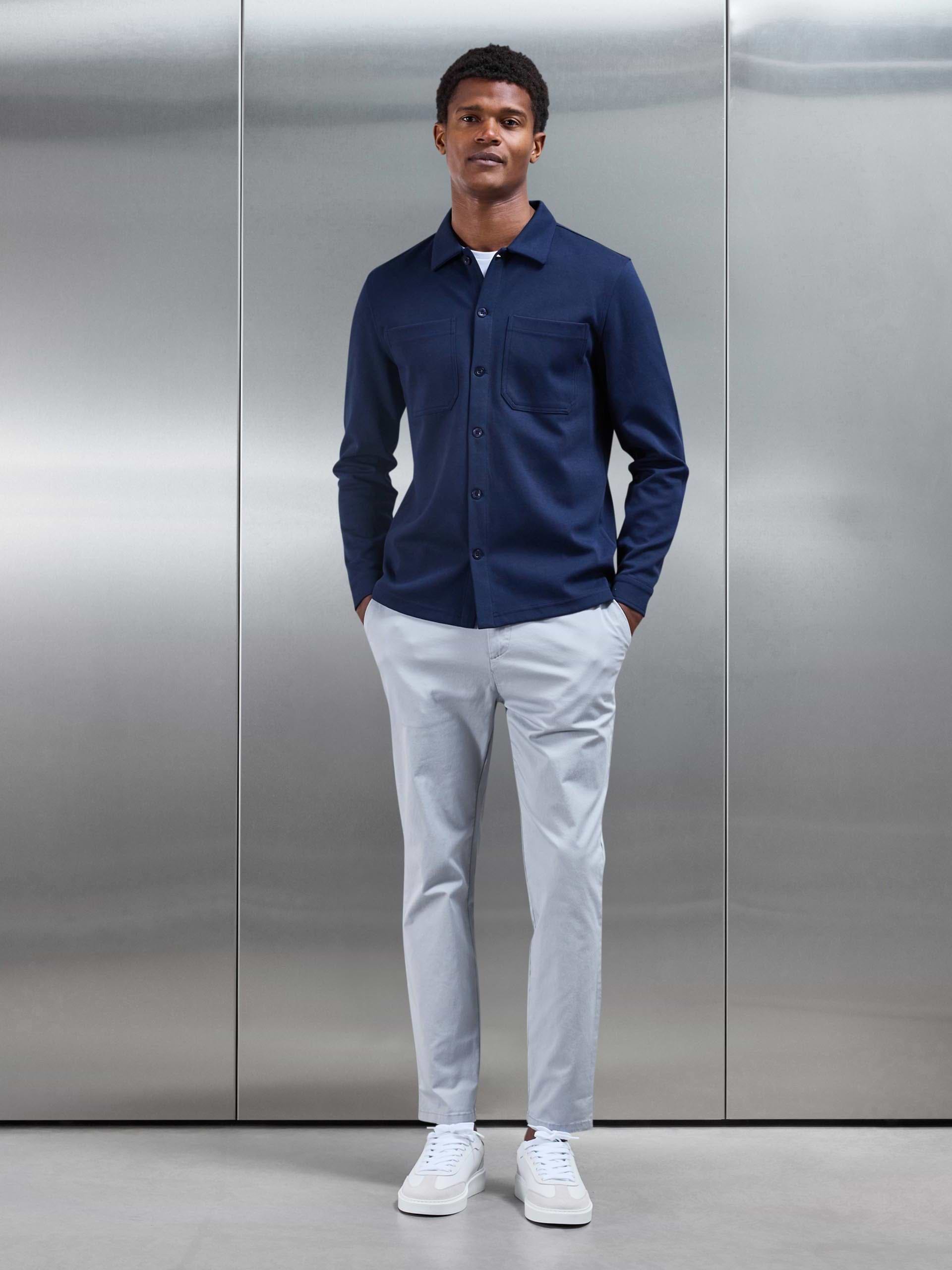 Slim Fit Tailored Chino Trouser in Mid Grey