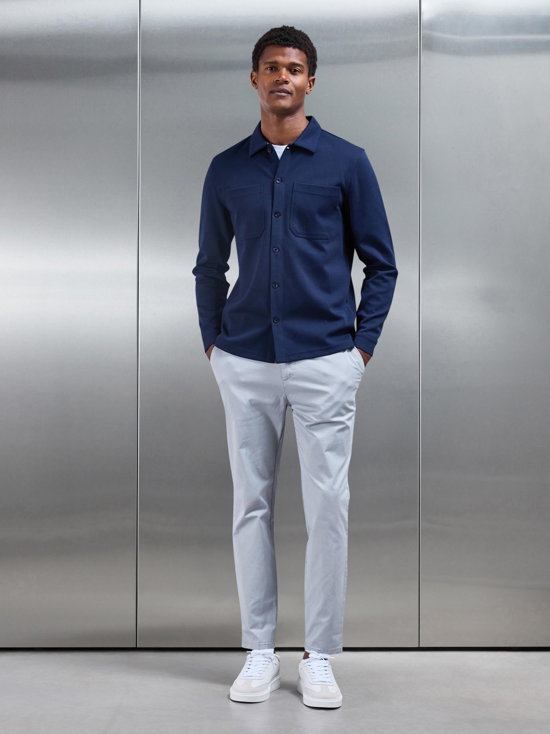 Slim Fit Tailored Chino Trouser in Mid Grey