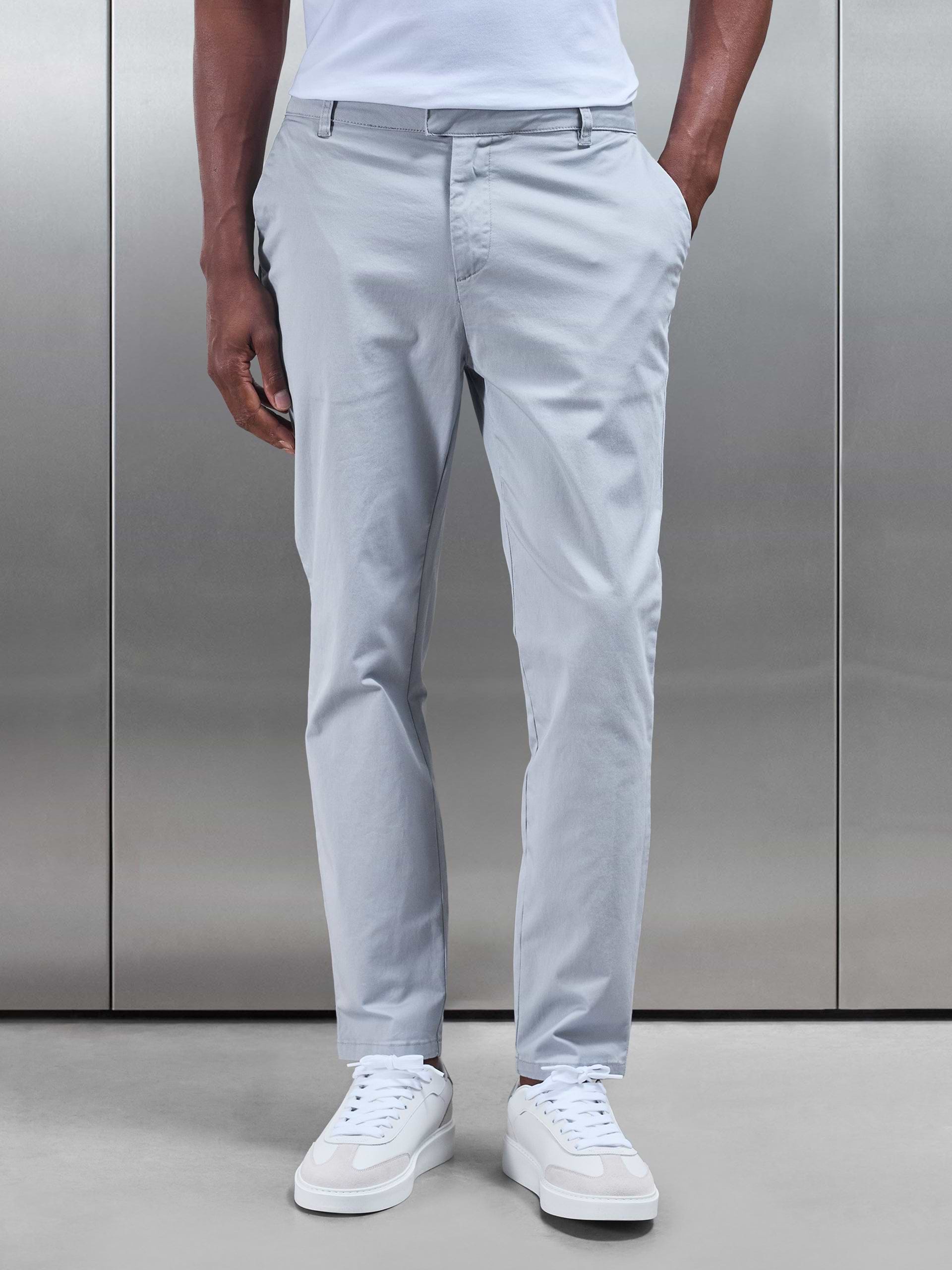 Slim Fit Tailored Chino Trouser in Mid Grey