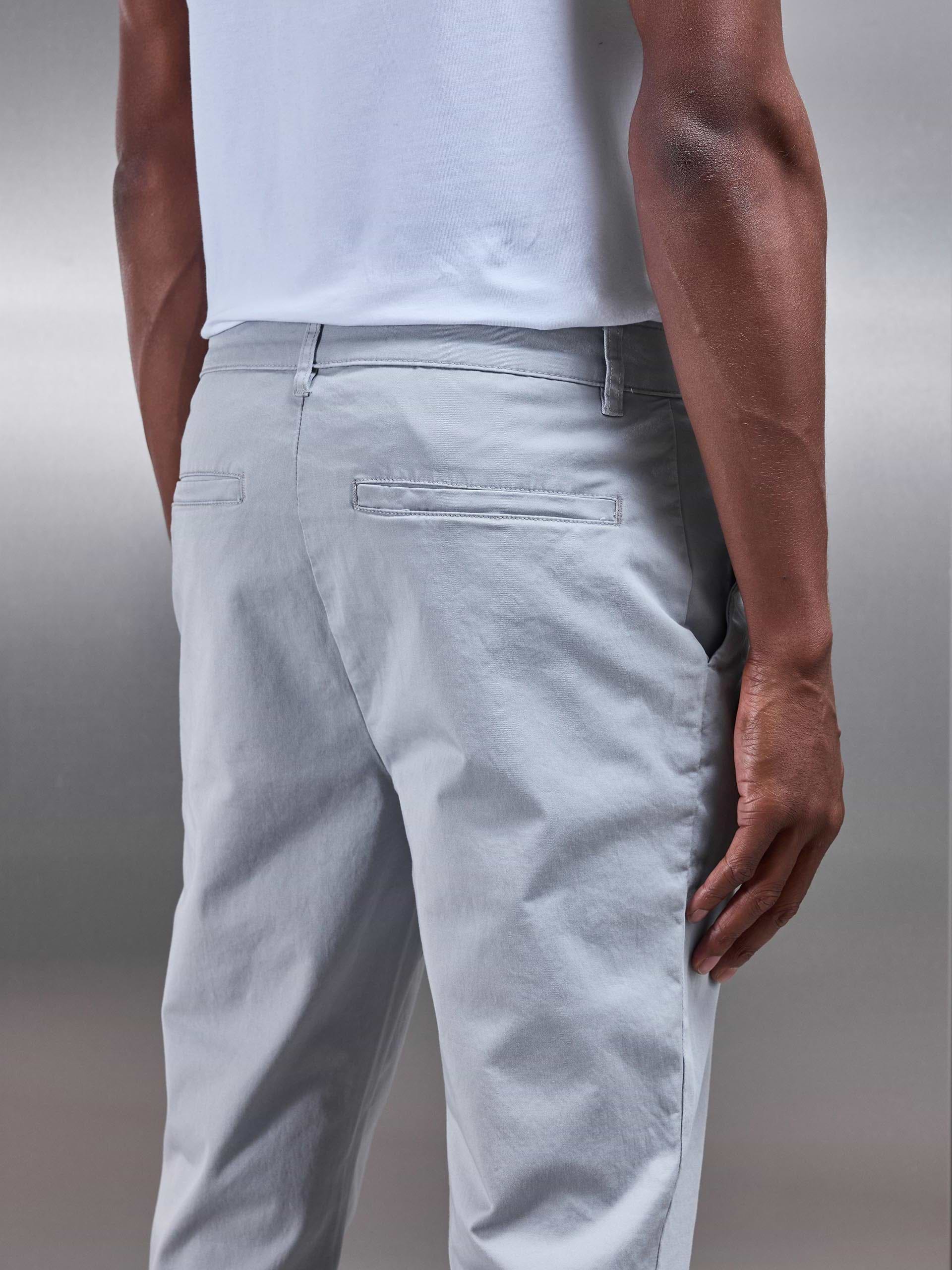 Slim Fit Tailored Chino Trouser in Mid Grey