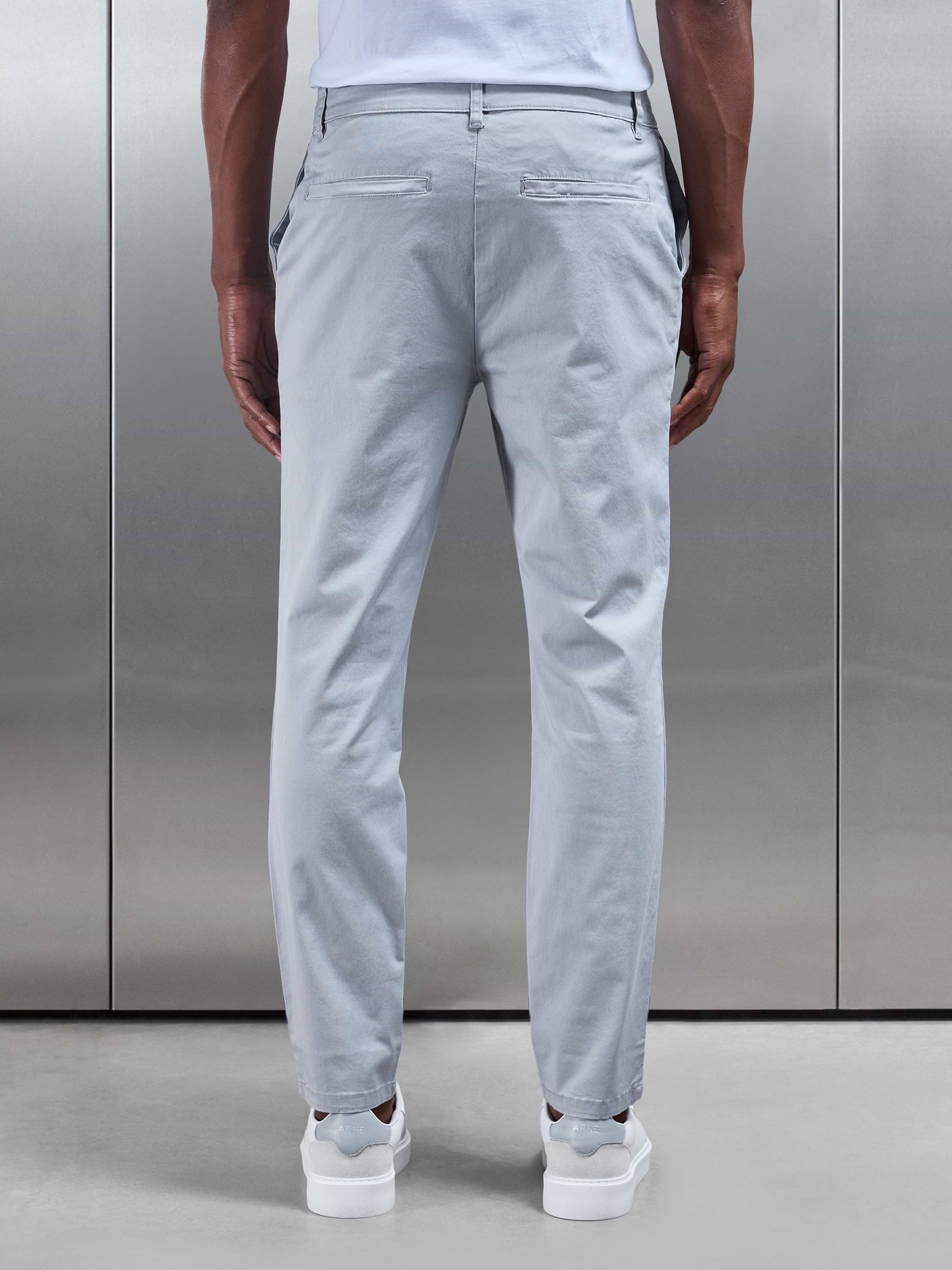 Slim Fit Tailored Chino Trouser in Mid Grey