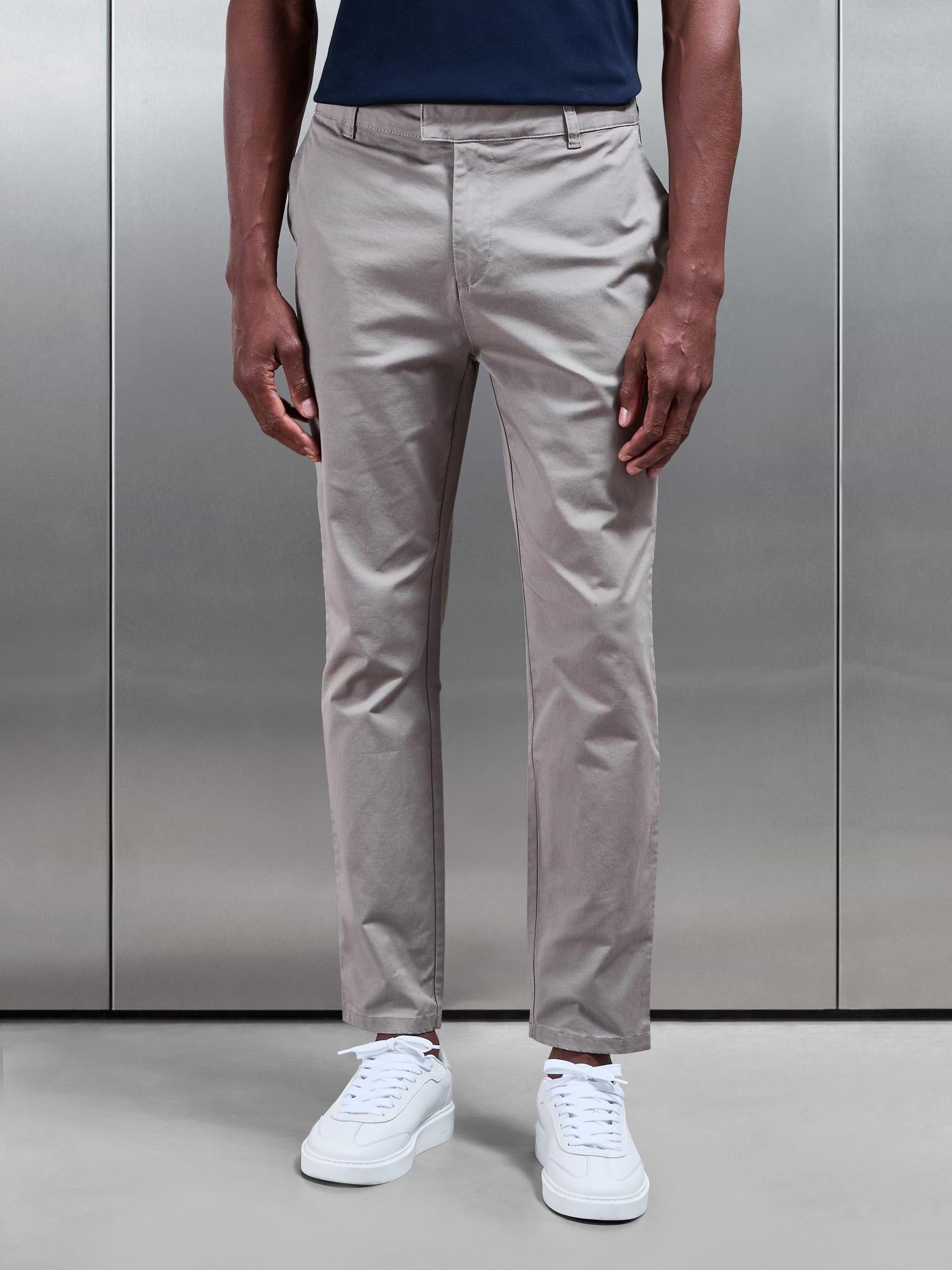 Slim Fit Tailored Chino Trouser in Taupe