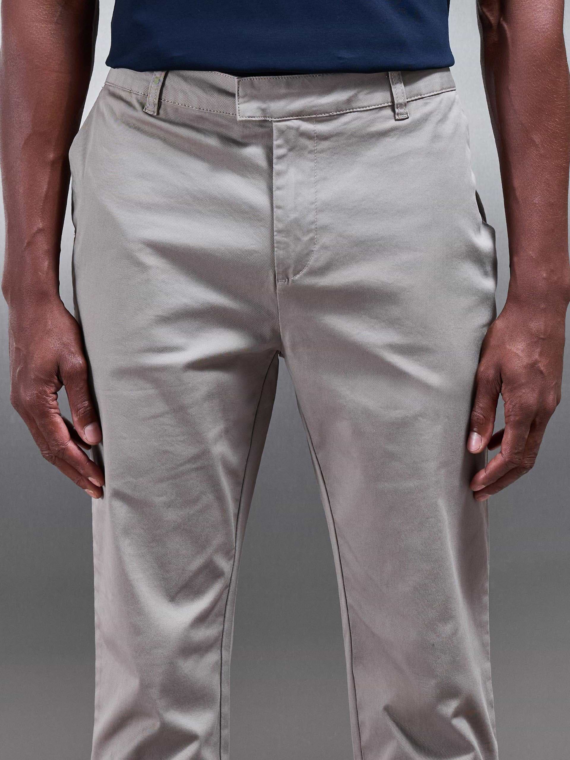 Slim Fit Tailored Chino Trouser in Taupe