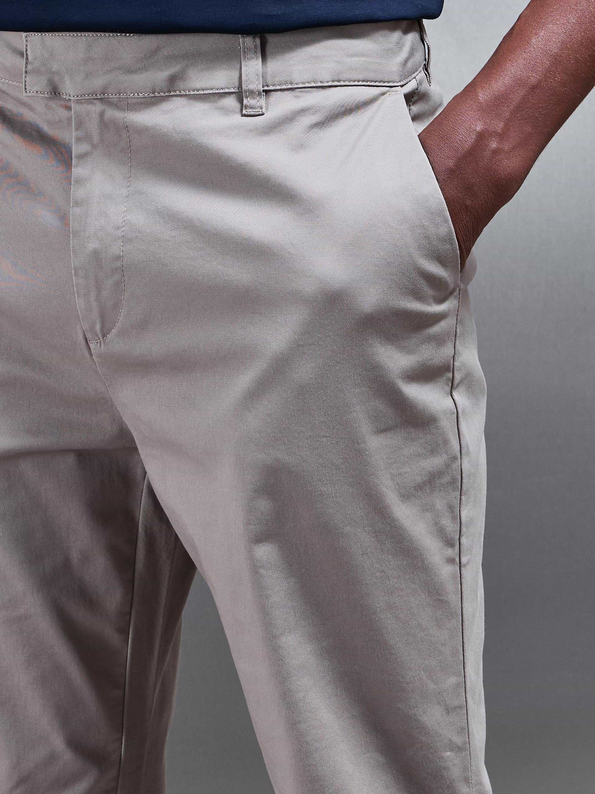 Slim Fit Tailored Chino Trouser in Taupe