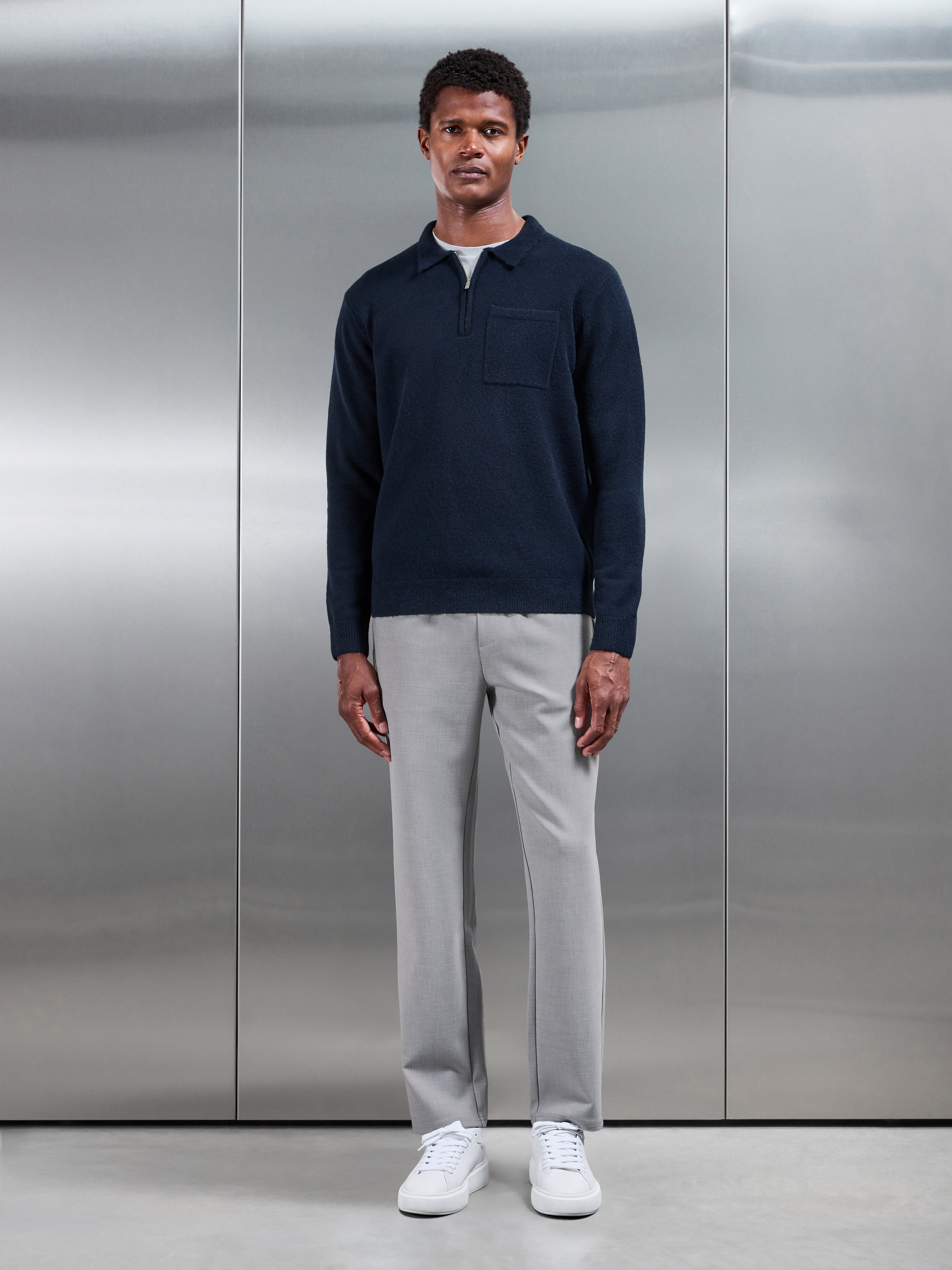 Smart Casual Straight Leg Jogger in Stone