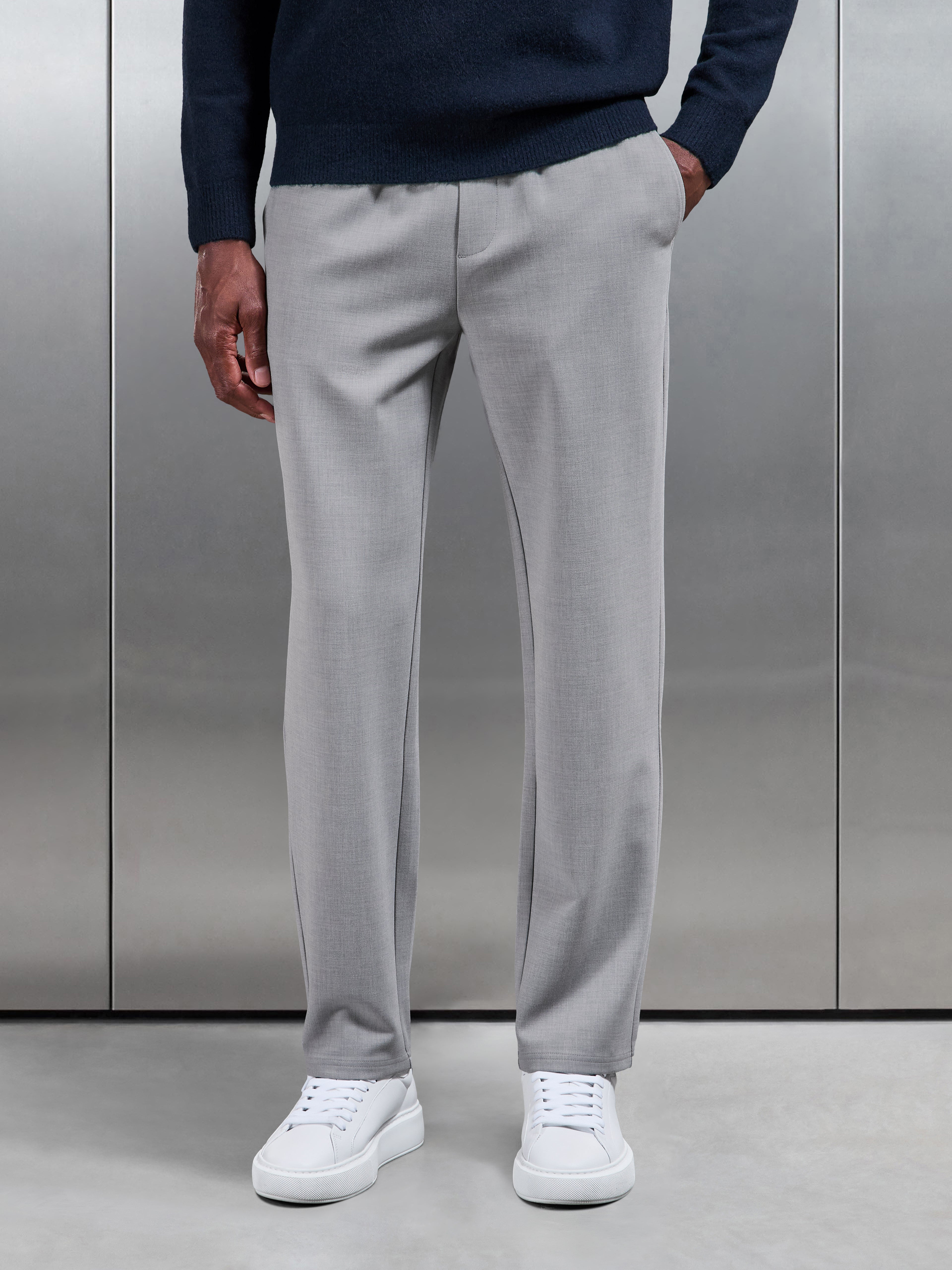 Smart Casual Straight Leg Jogger in Stone