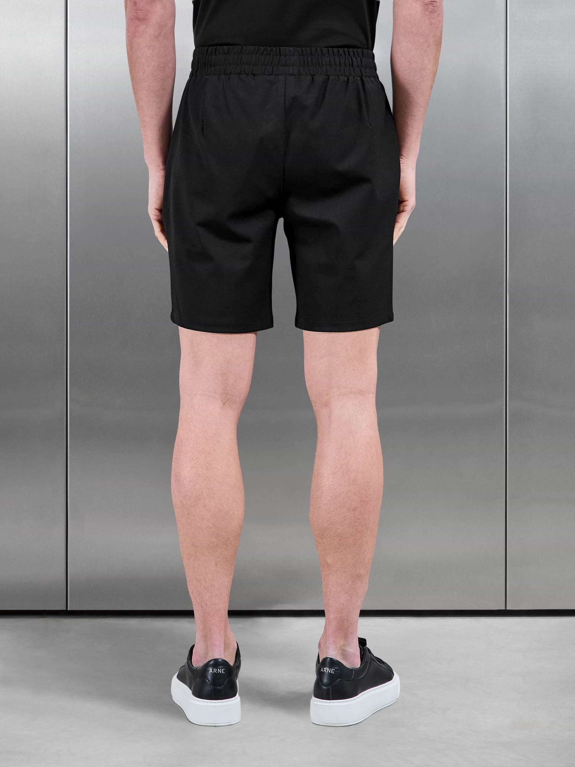 Smart Drawstring Tailored Short in Black