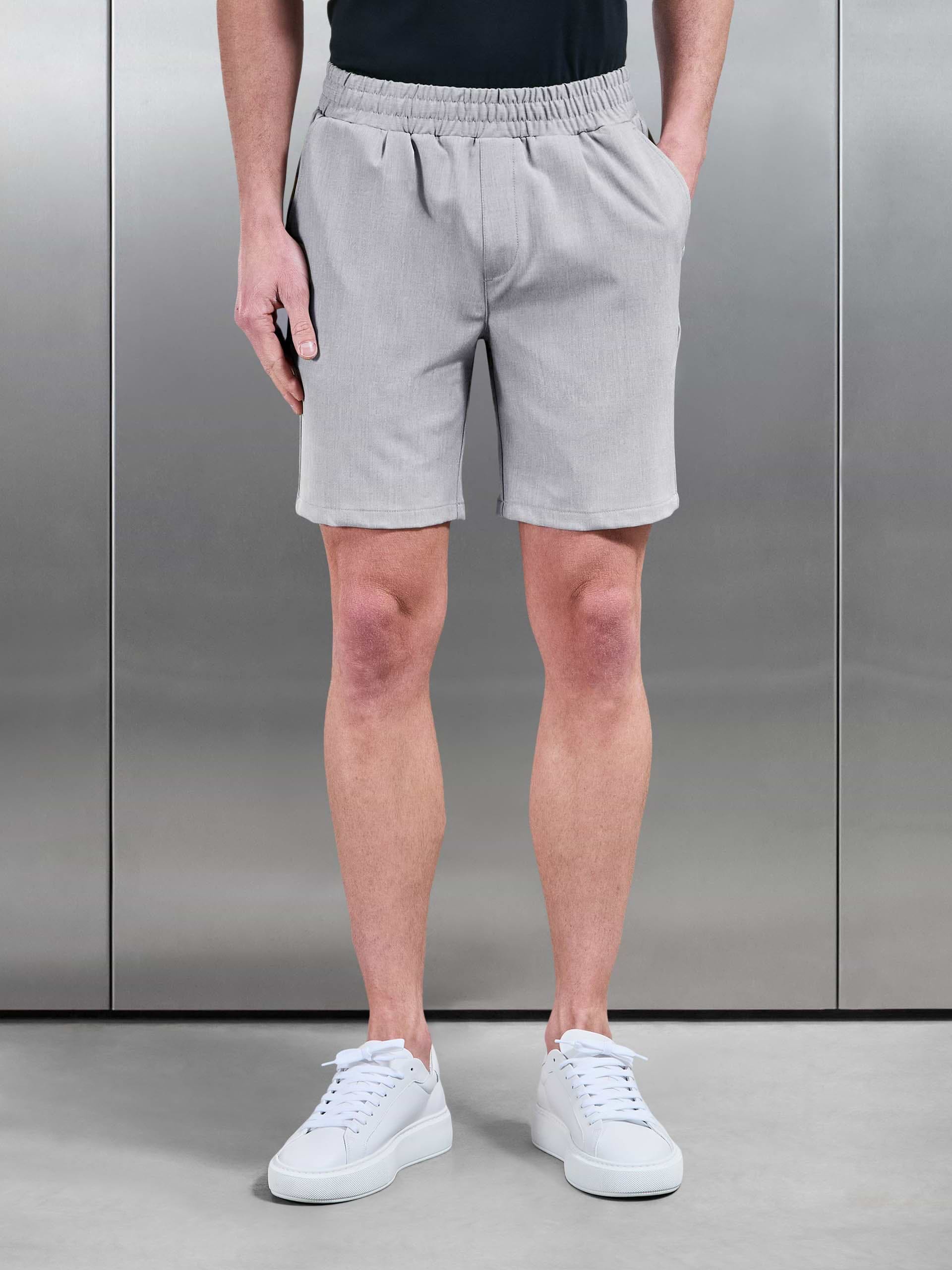 Smart Drawstring Tailored Short in Stone