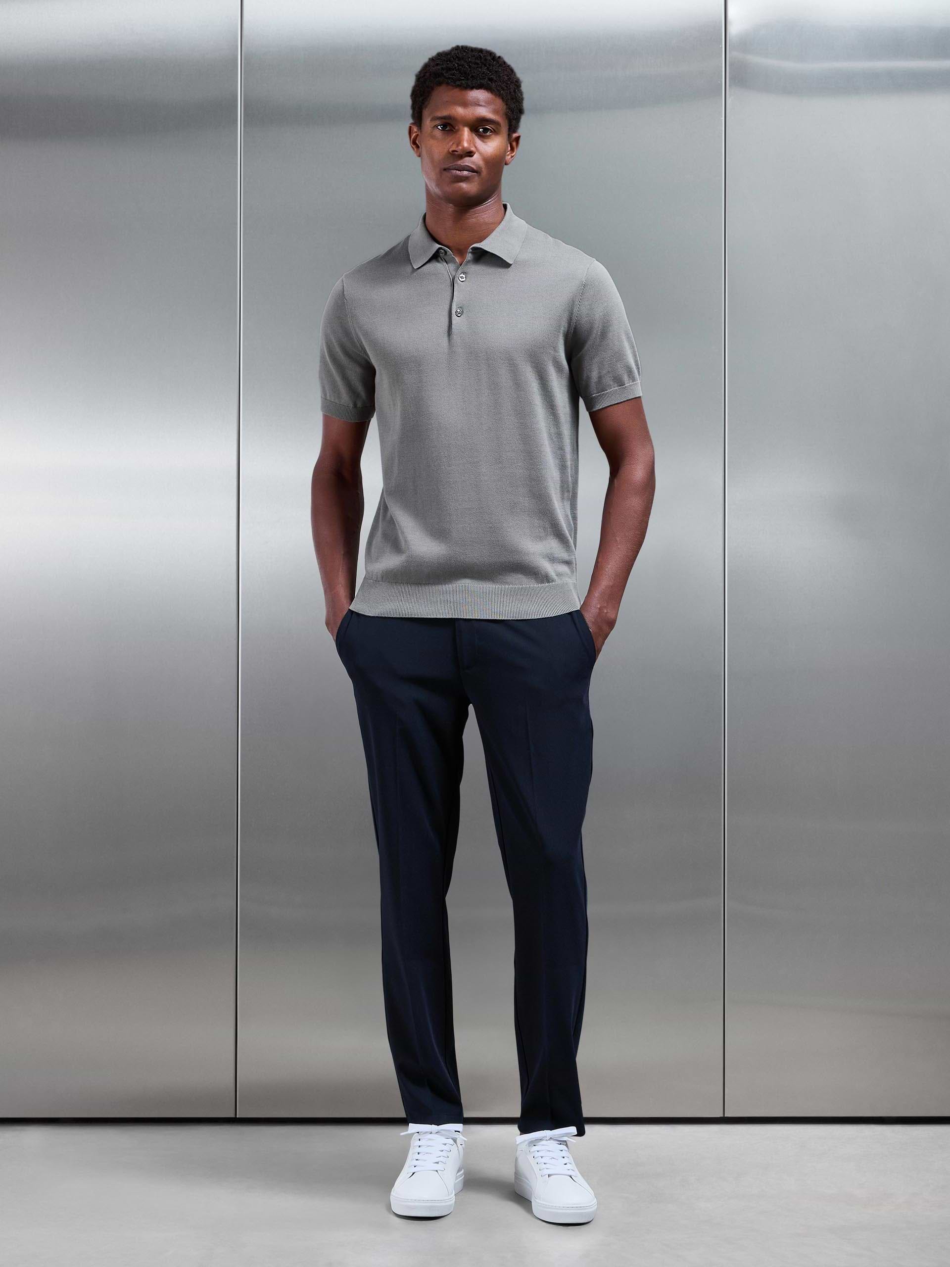 Smart Tailored Drawstring Stretch Trouser in Navy