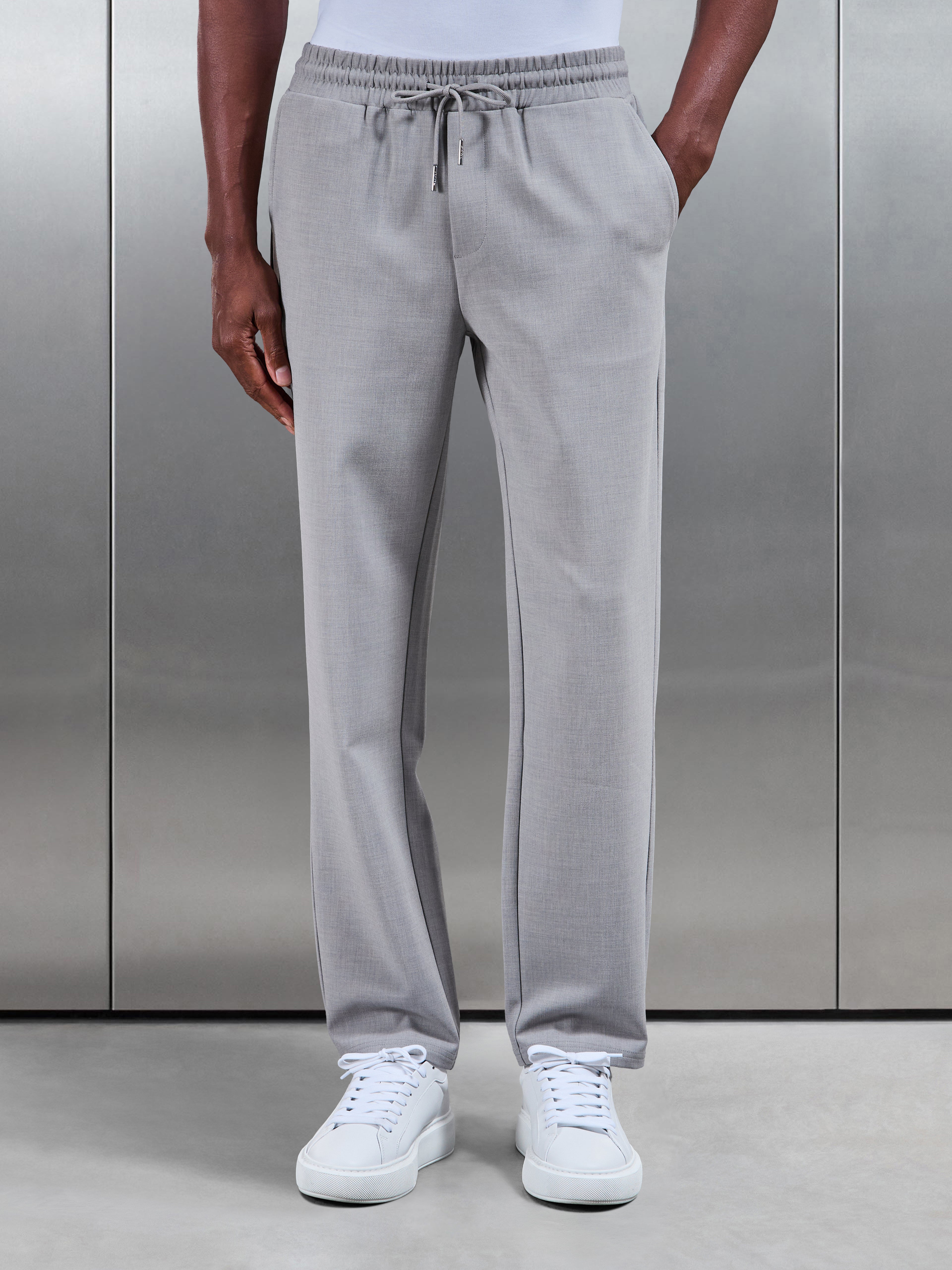 Smart Casual Straight Leg Jogger in Stone