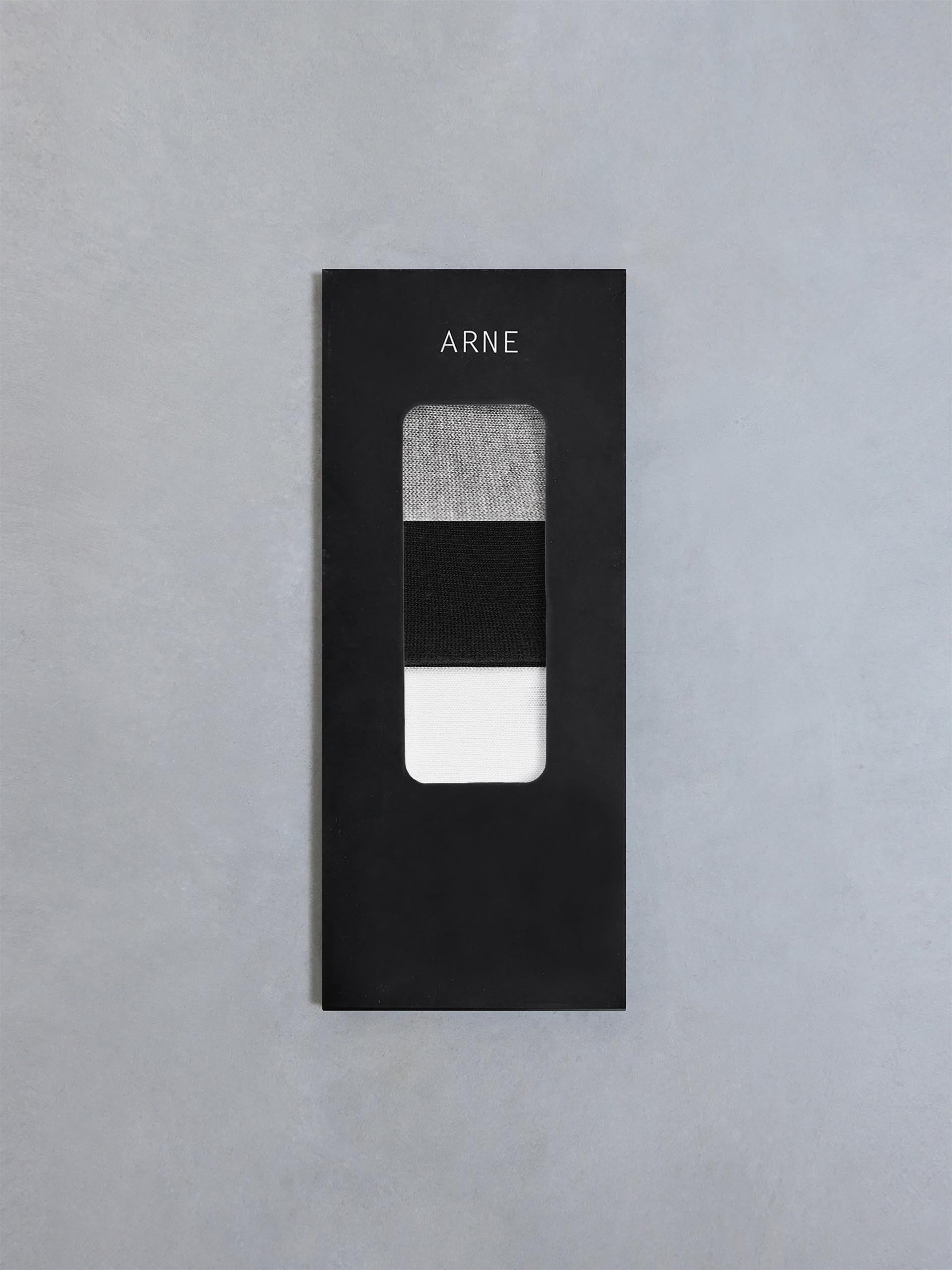 3 Pack No Show Sock in Black White Marl Grey