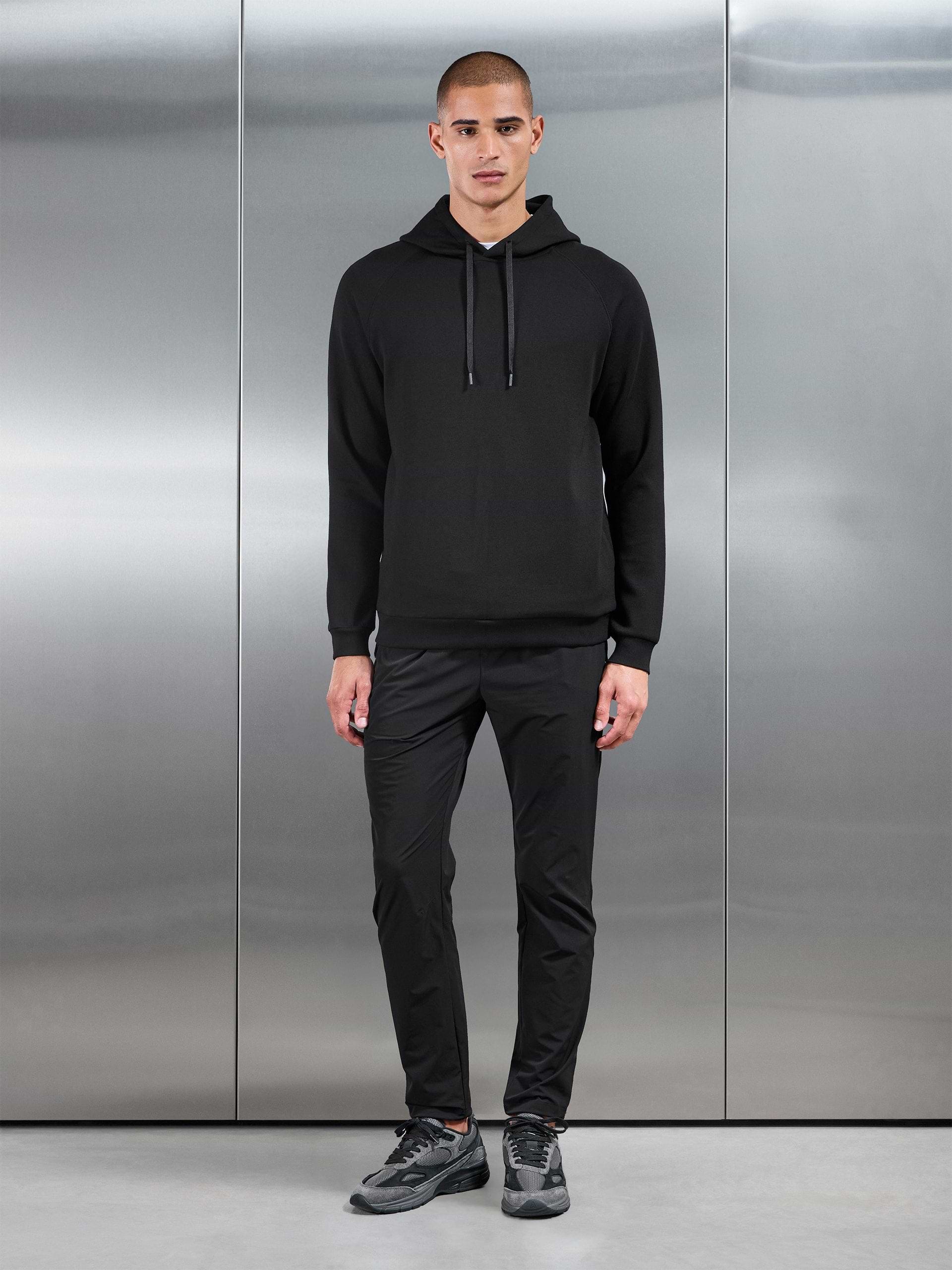 Soft Interlock Active Hoodie in Black