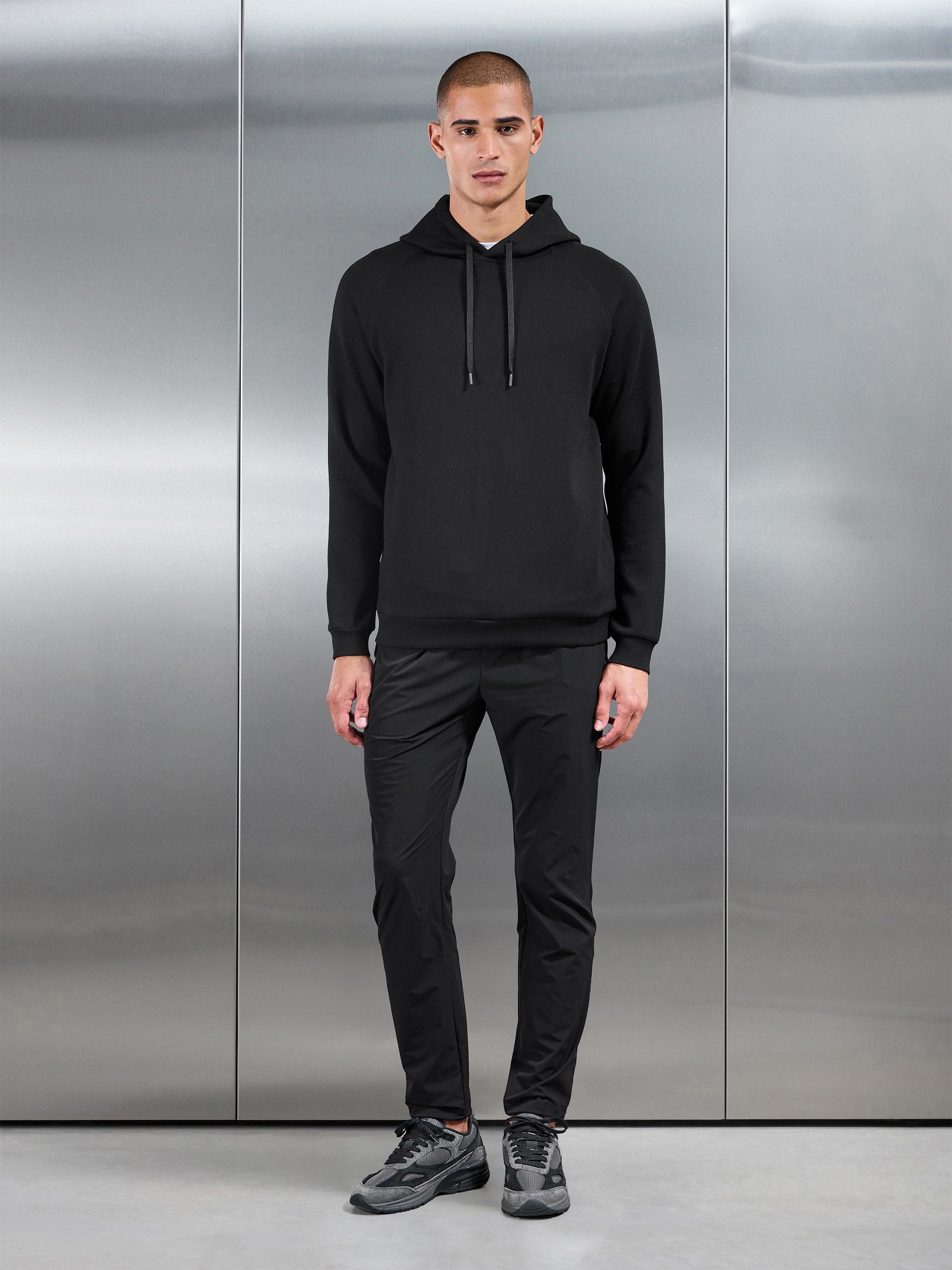 Soft Interlock Active Hoodie in Black
