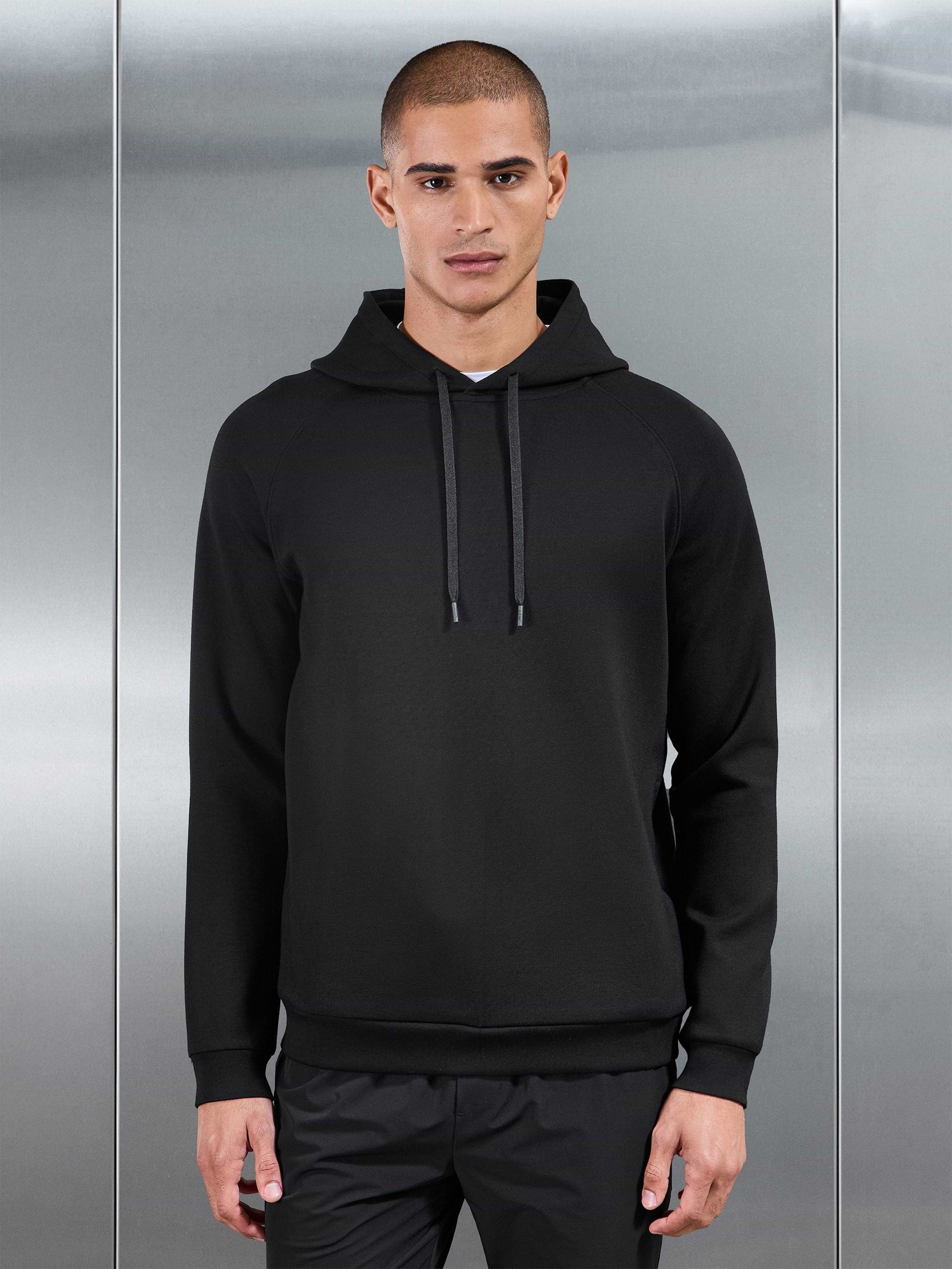 Soft Interlock Active Hoodie in Black