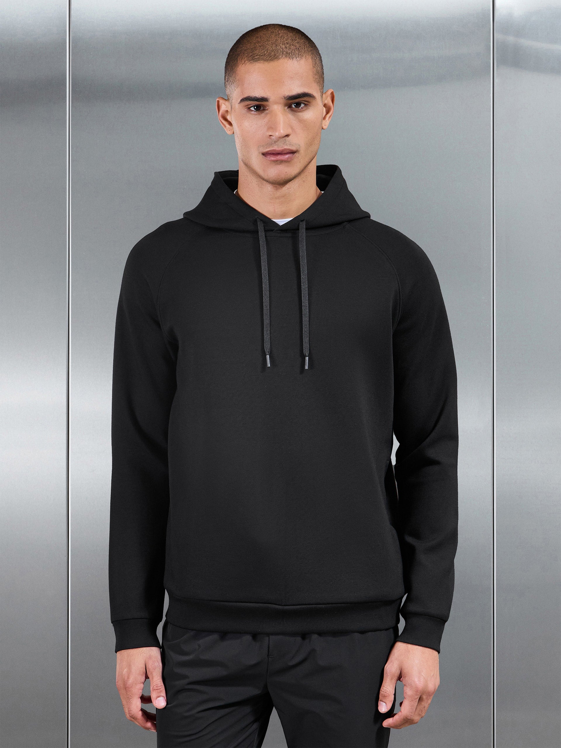 Soft Interlock Active Hoodie in Black
