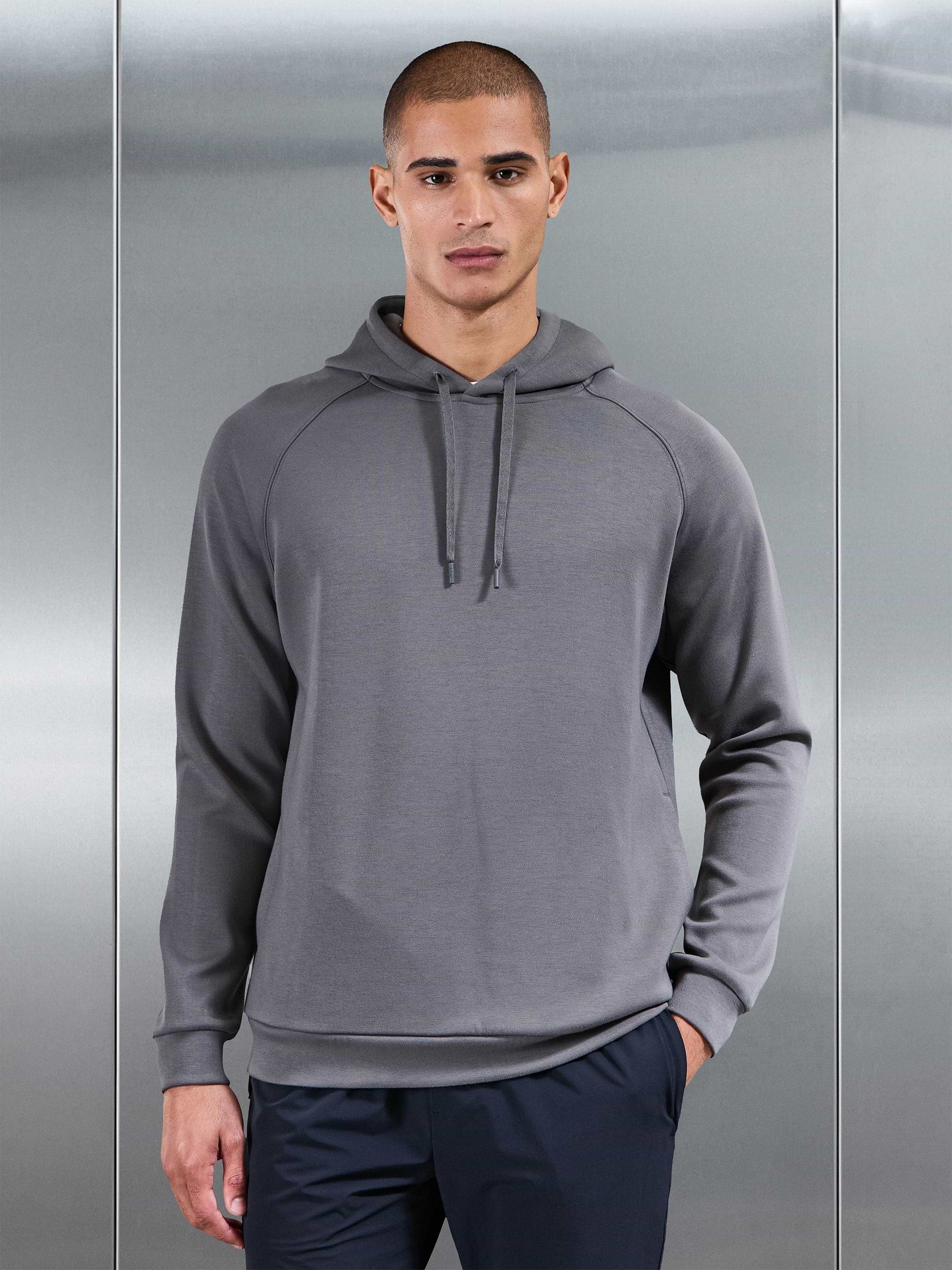 Soft Interlock Active Hoodie in Grey
