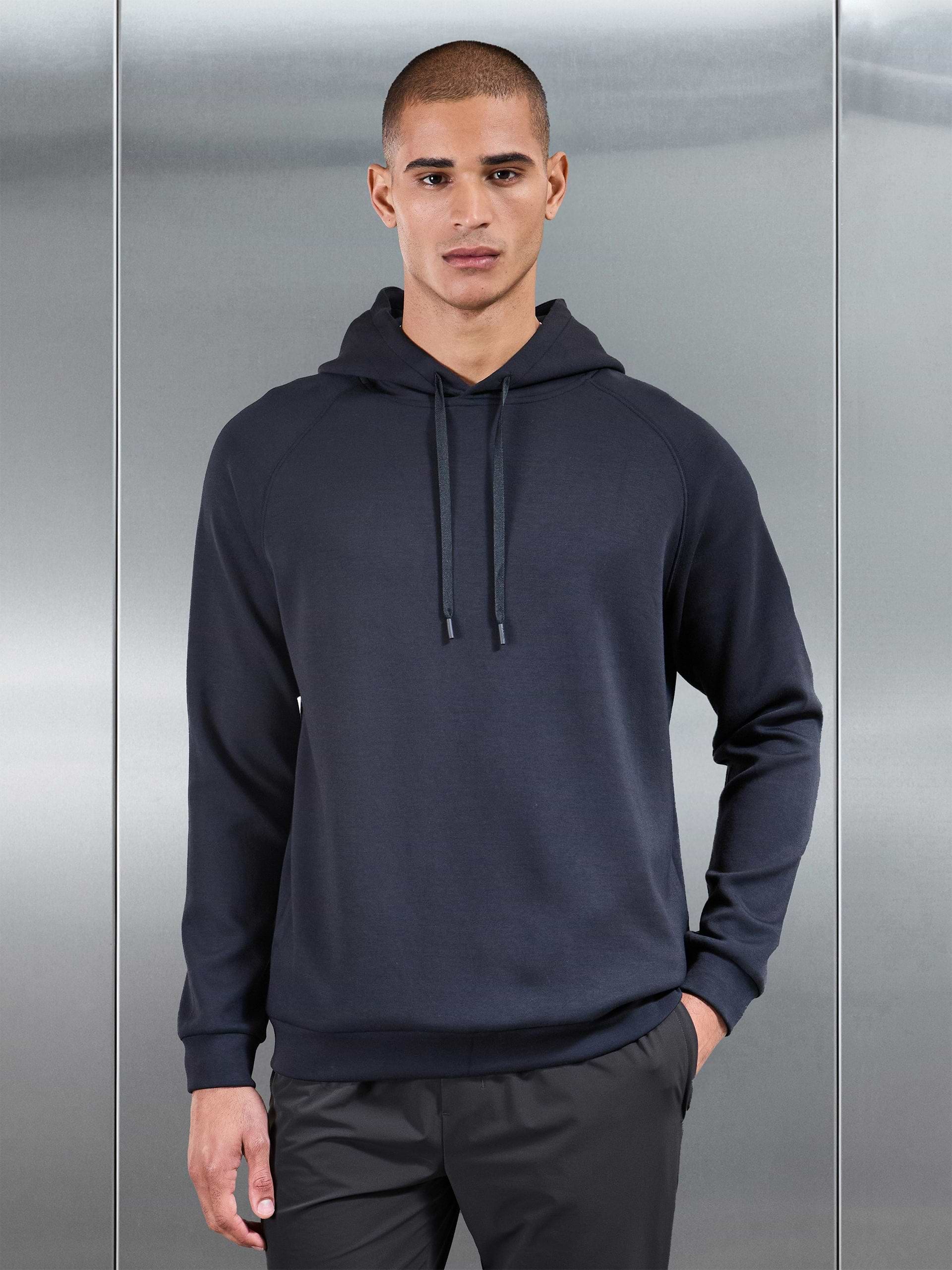 Soft Interlock Active Hoodie in Navy