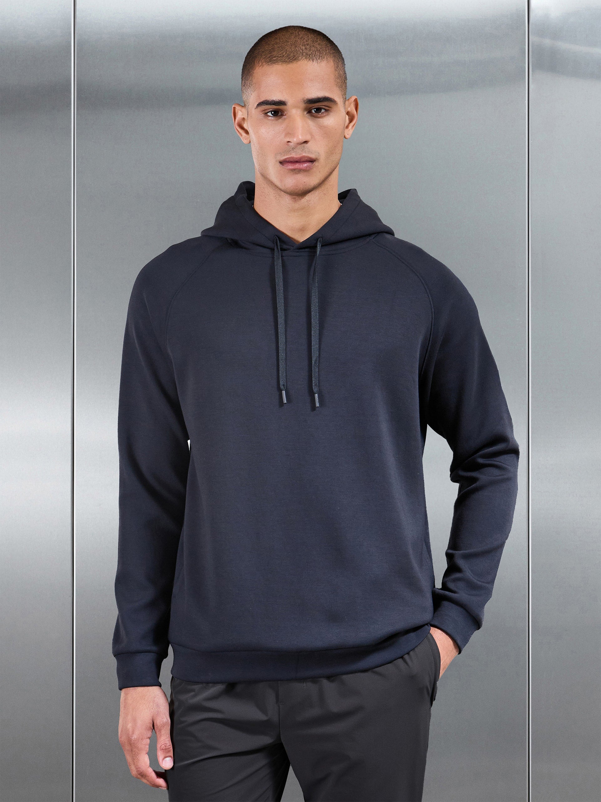Soft Interlock Active Hoodie in Navy