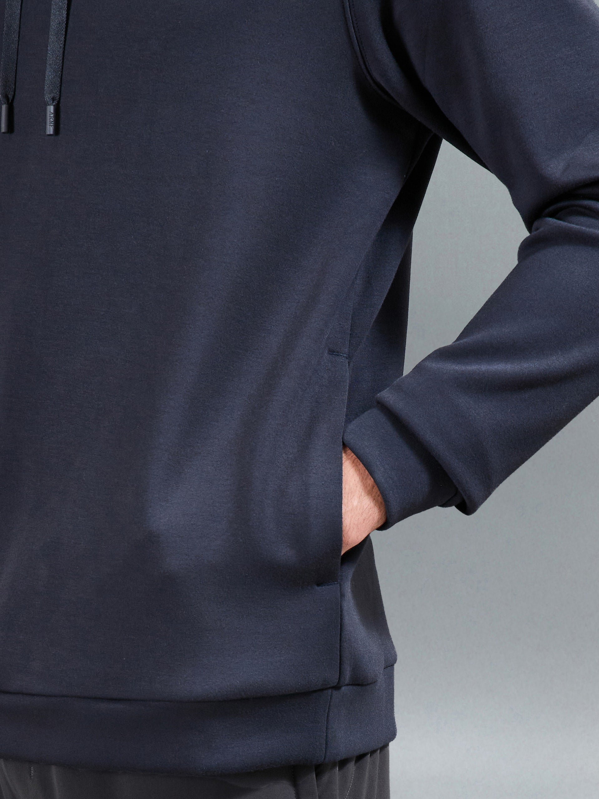 Soft Interlock Active Hoodie in Navy